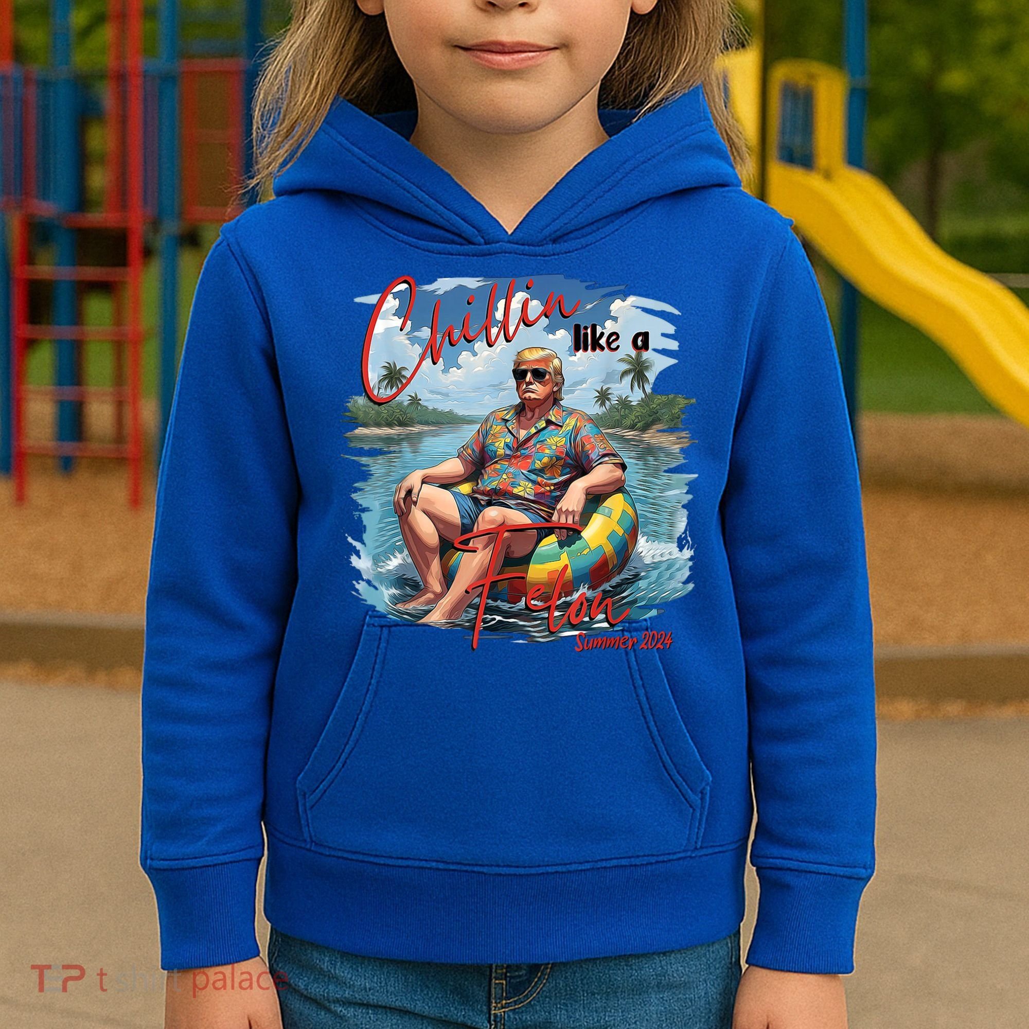 Chillin Like A Felon Retro Summer Pink Funny Trump 2024 Kids Hoodie
