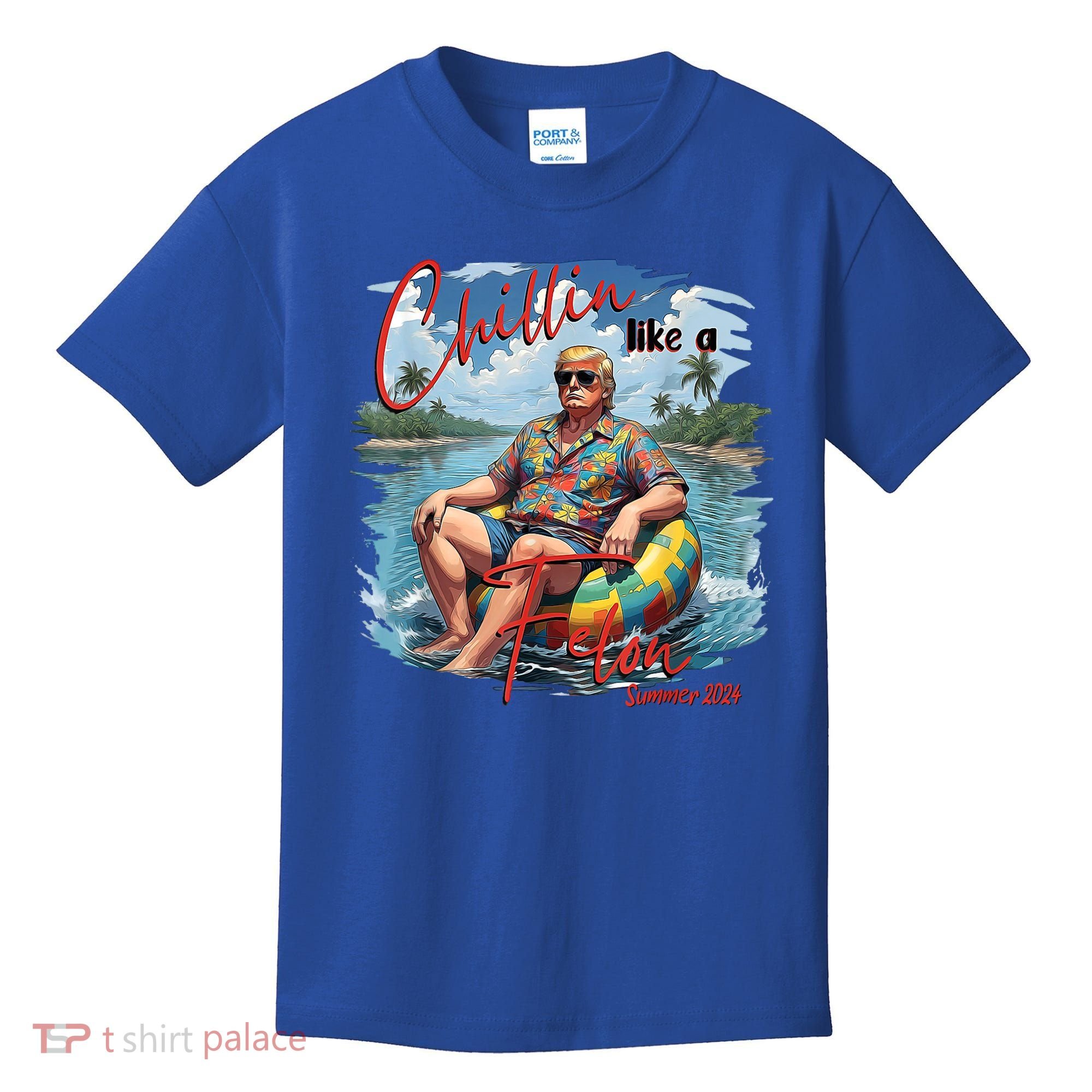 Chillin Like A Felon Retro Summer Pink Funny Trump 2024 Kids T-Shirt