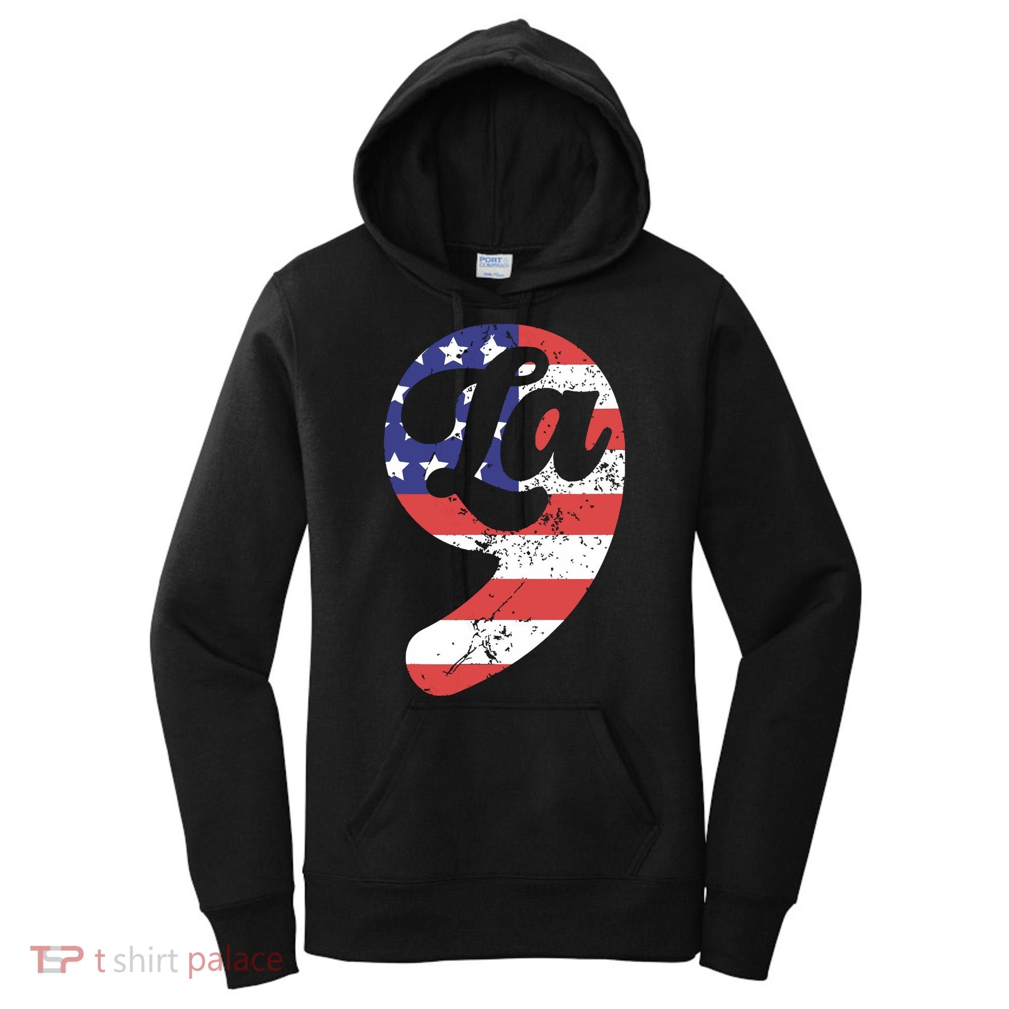 Comma La American Flag Kamala Harris Women's Hoodie