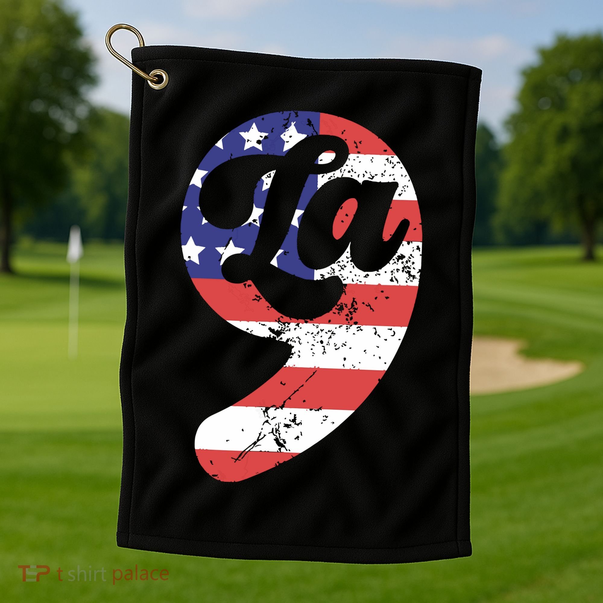 Comma La American Flag Kamala Harris Golf Towel