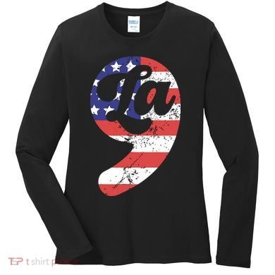 Comma La American Flag Kamala Harris Women's Long Sleeve Shirt