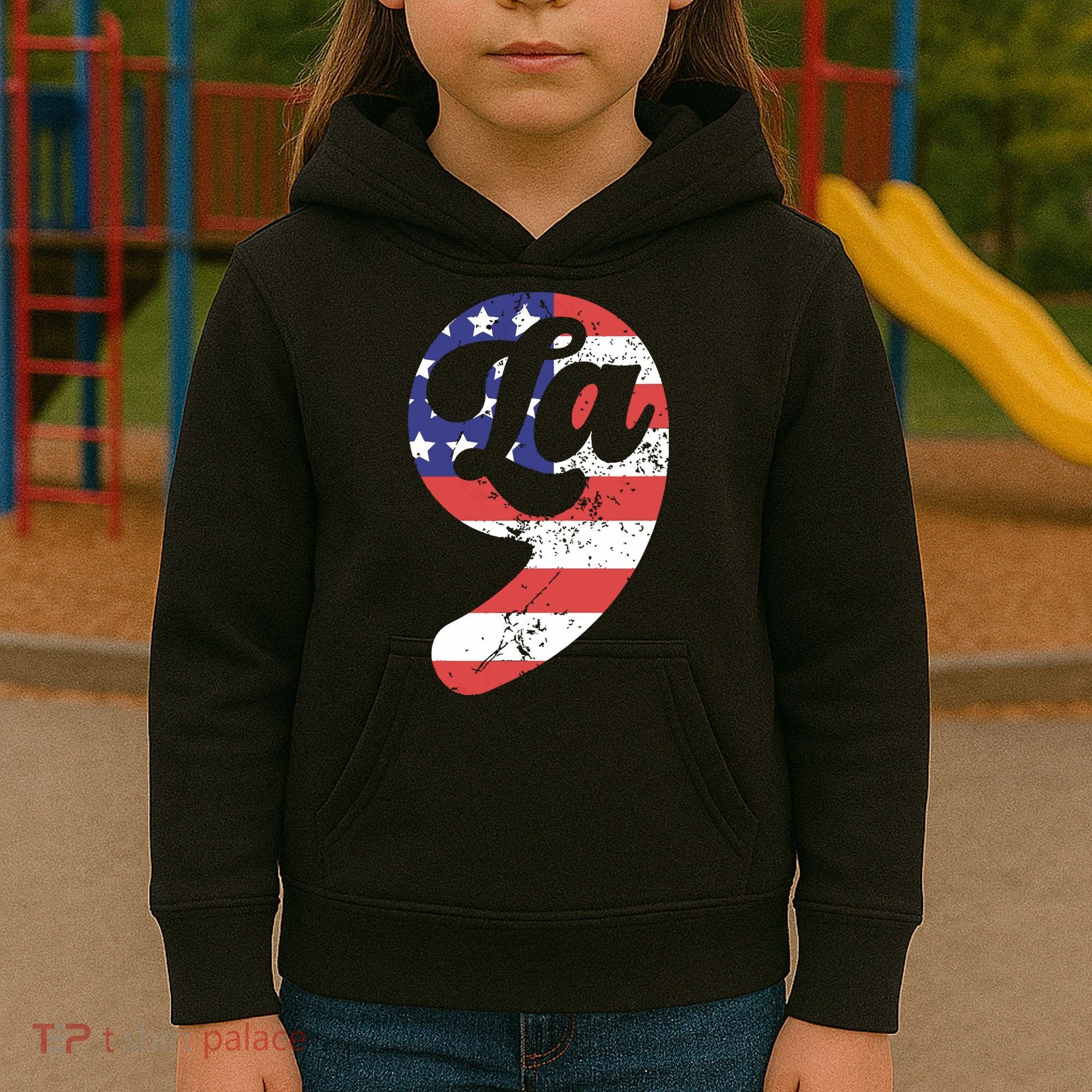Comma La American Flag Kamala Harris Kids Hoodie