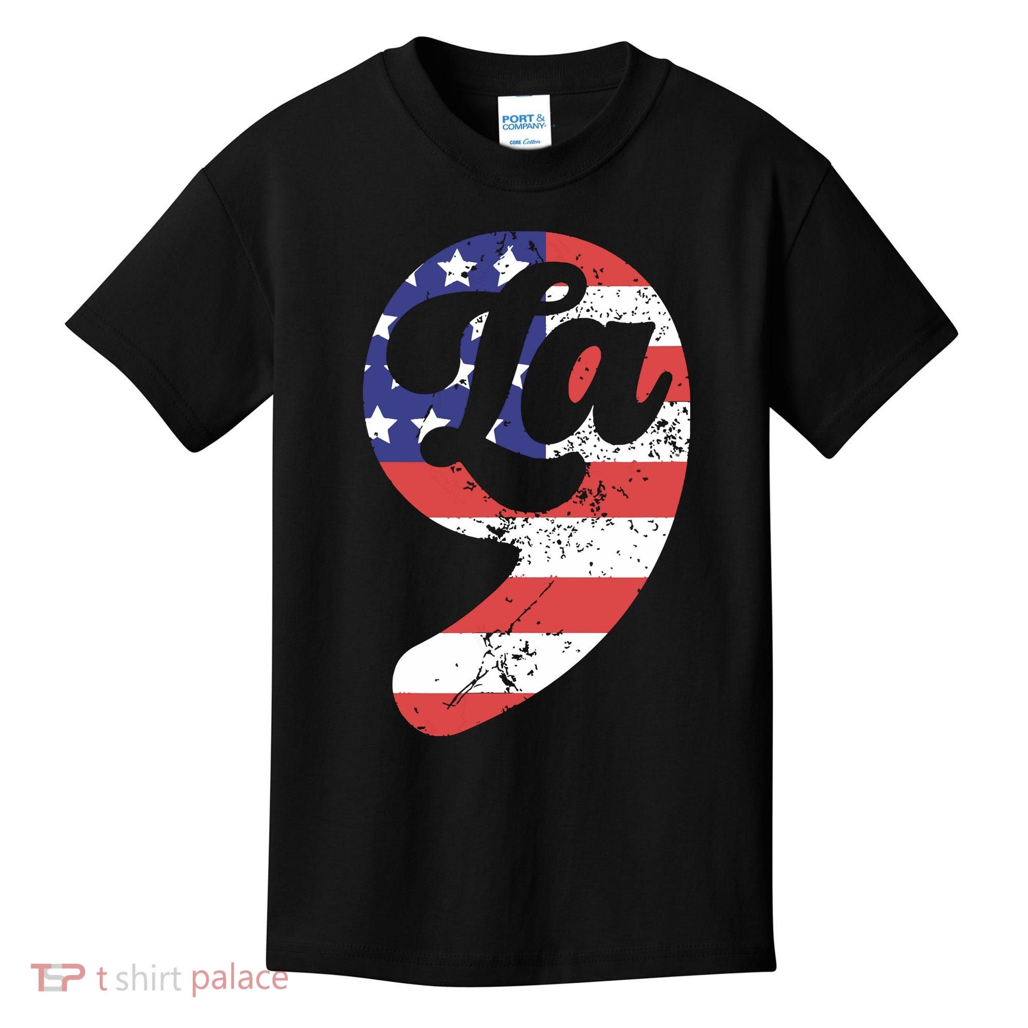 Comma La American Flag Kamala Harris Kids T-Shirt