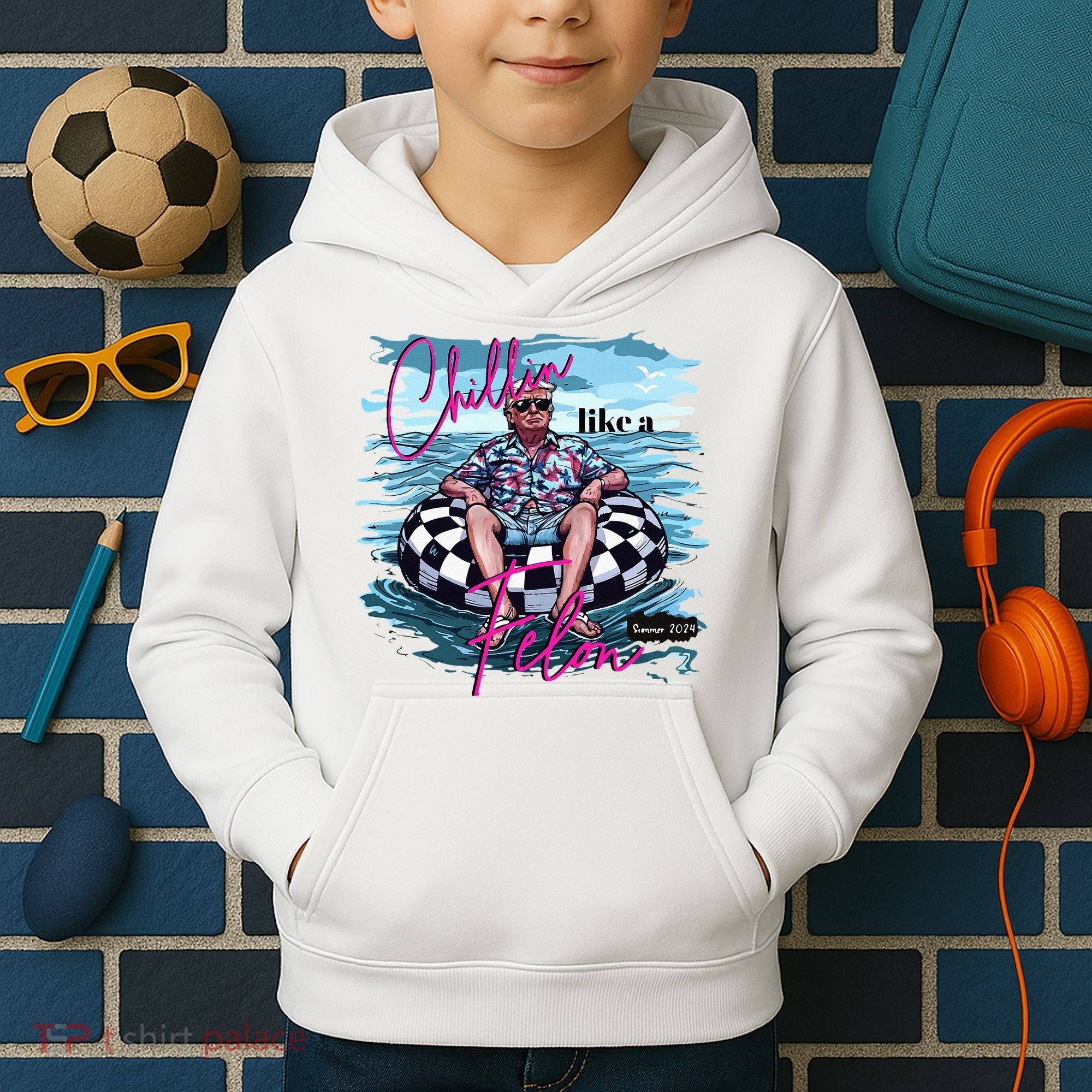 Chillin Like A Felon Trump For President 2024 Kids Hoodie