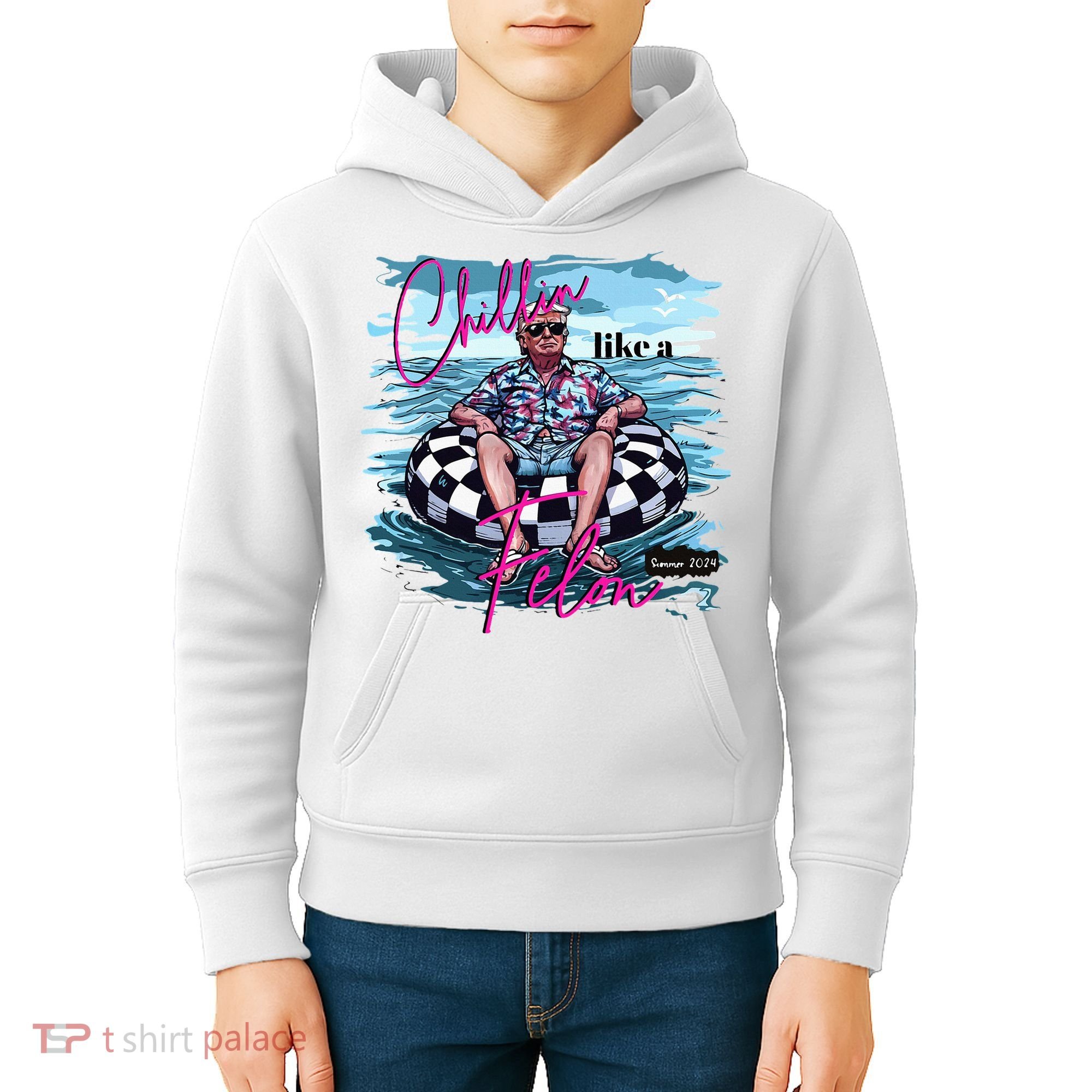 Chillin Like A Felon Trump For President 2024 Kids Hoodie
