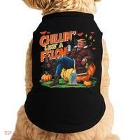 Chillin Like A Felon Donald Trump Buschlight Beer Halloween Doggie Tank thumb 0