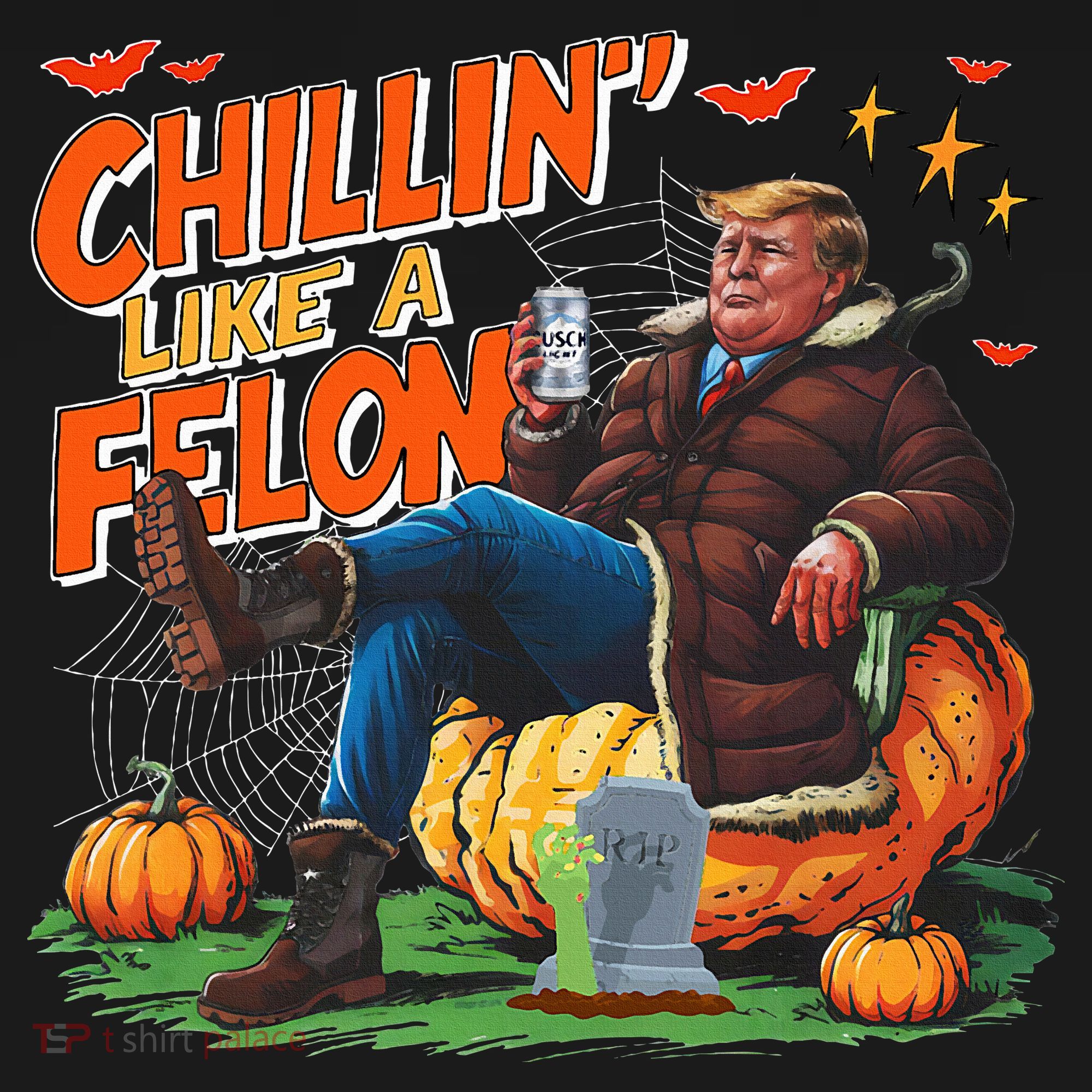 Chillin Like A Felon Donald Trump Buschlight Beer Halloween Bucket Hat