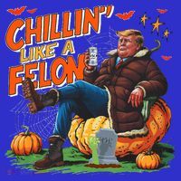 Chillin Like A Felon Donald Trump Buschlight Beer Halloween Polo thumb 2