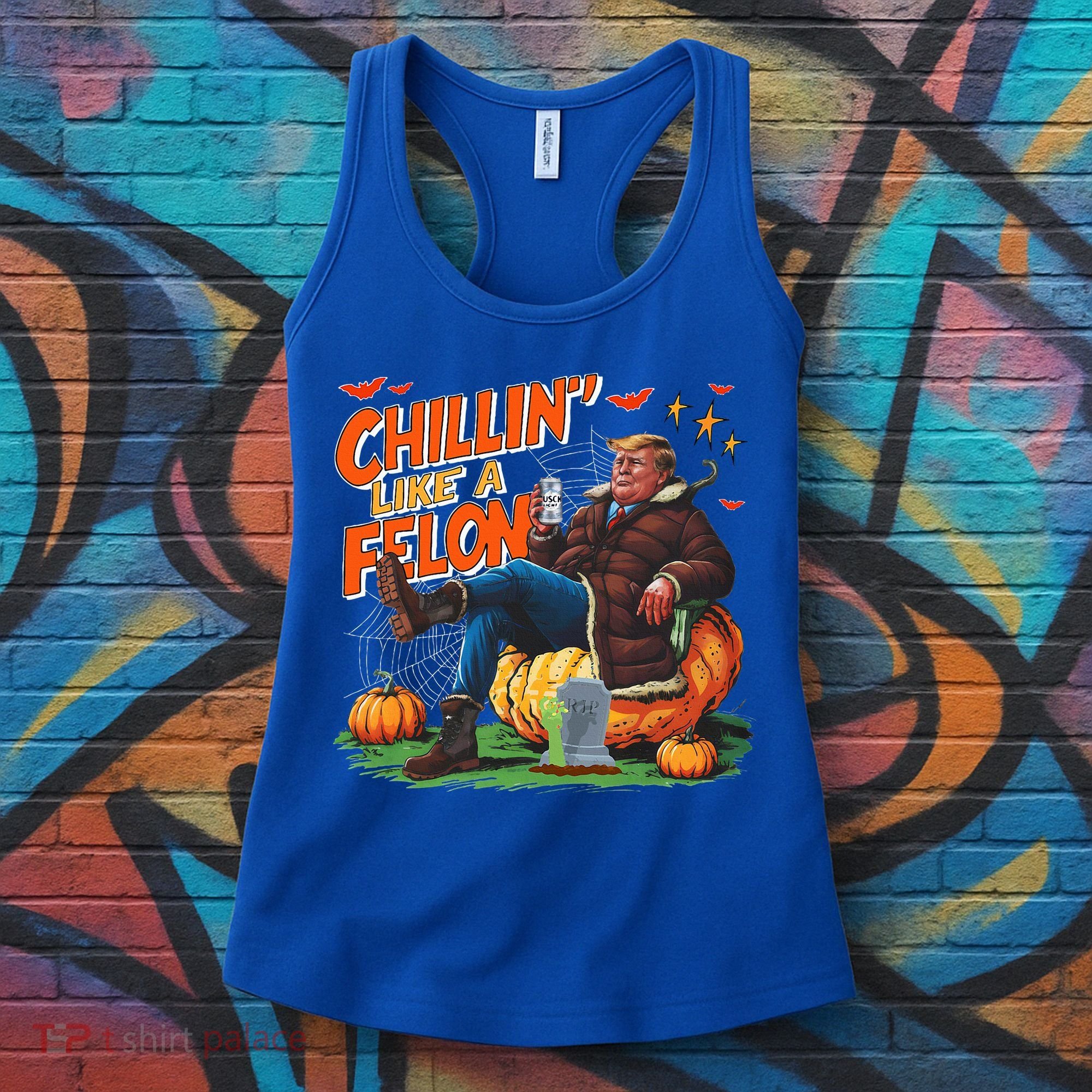 Chillin Like A Felon Donald Trump Buschlight Beer Halloween Women's Tank Top