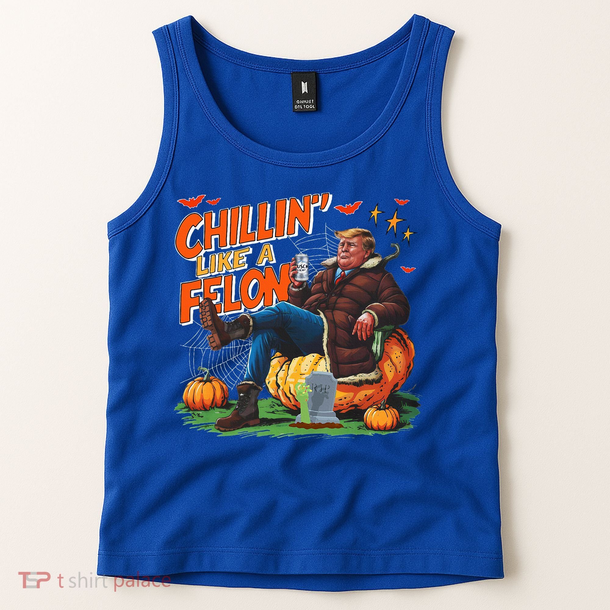 Chillin Like A Felon Donald Trump Buschlight Beer Halloween Tank Top