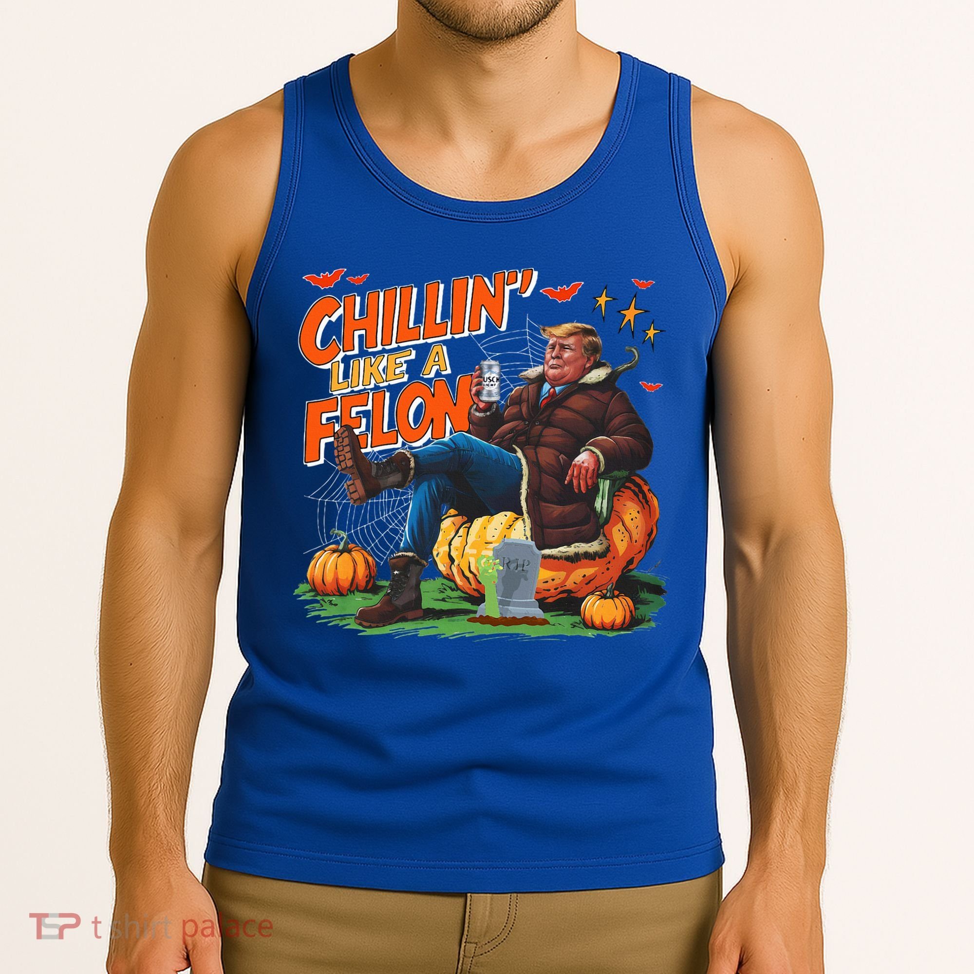 Chillin Like A Felon Donald Trump Buschlight Beer Halloween Tank Top