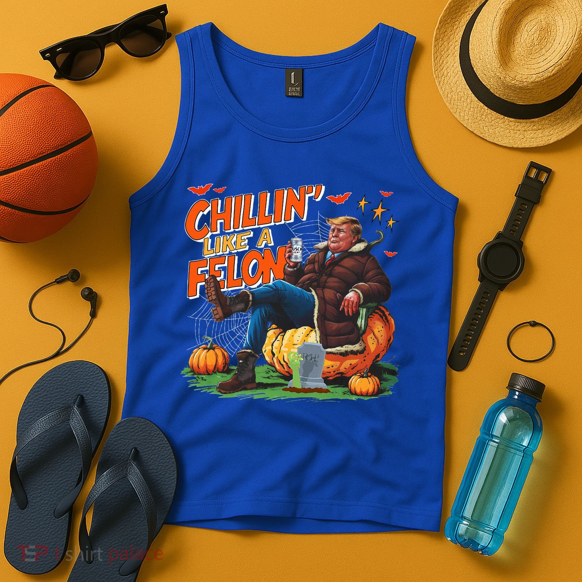 Chillin Like A Felon Donald Trump Buschlight Beer Halloween Tank Top