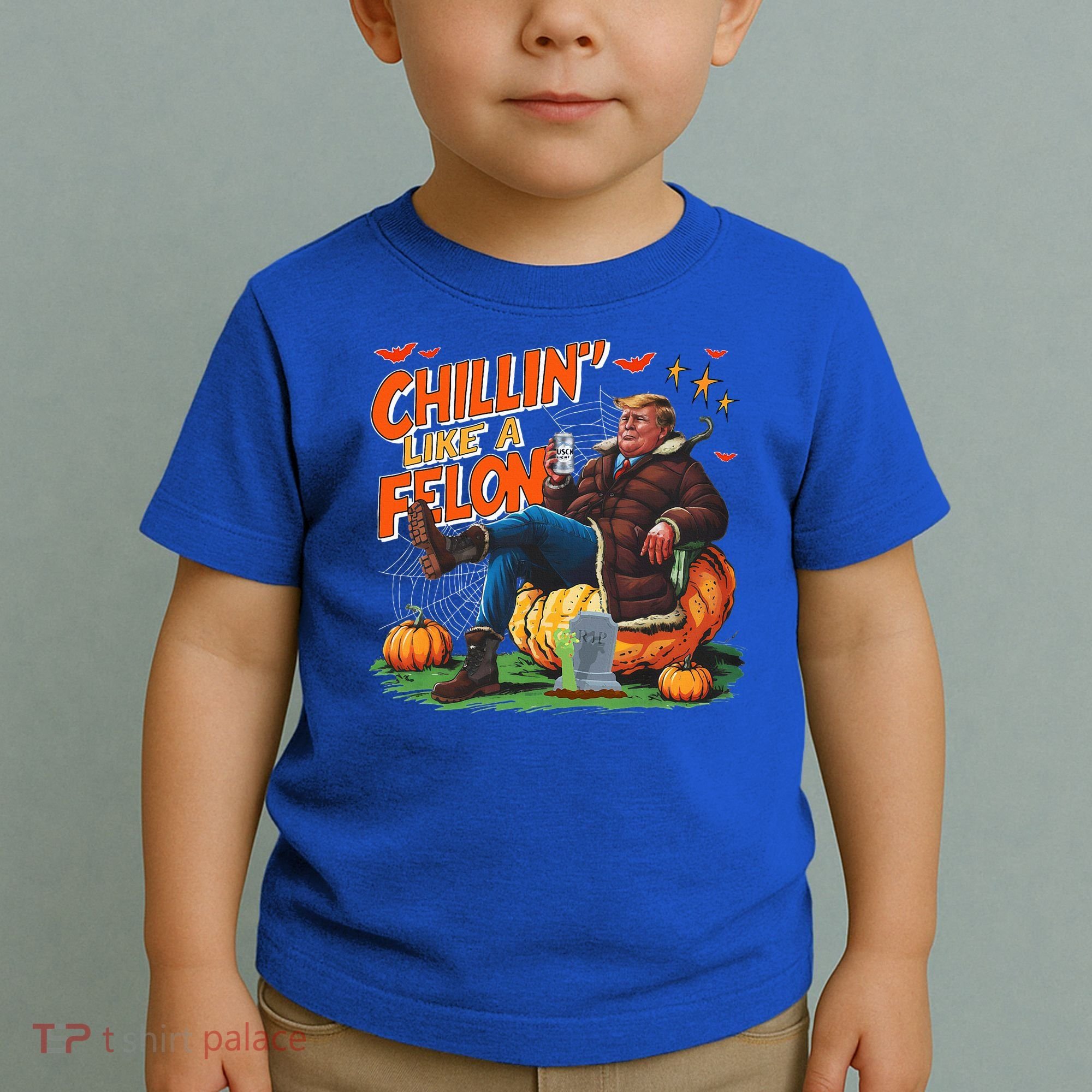 Chillin Like A Felon Donald Trump Buschlight Beer Halloween Toddler T-Shirt