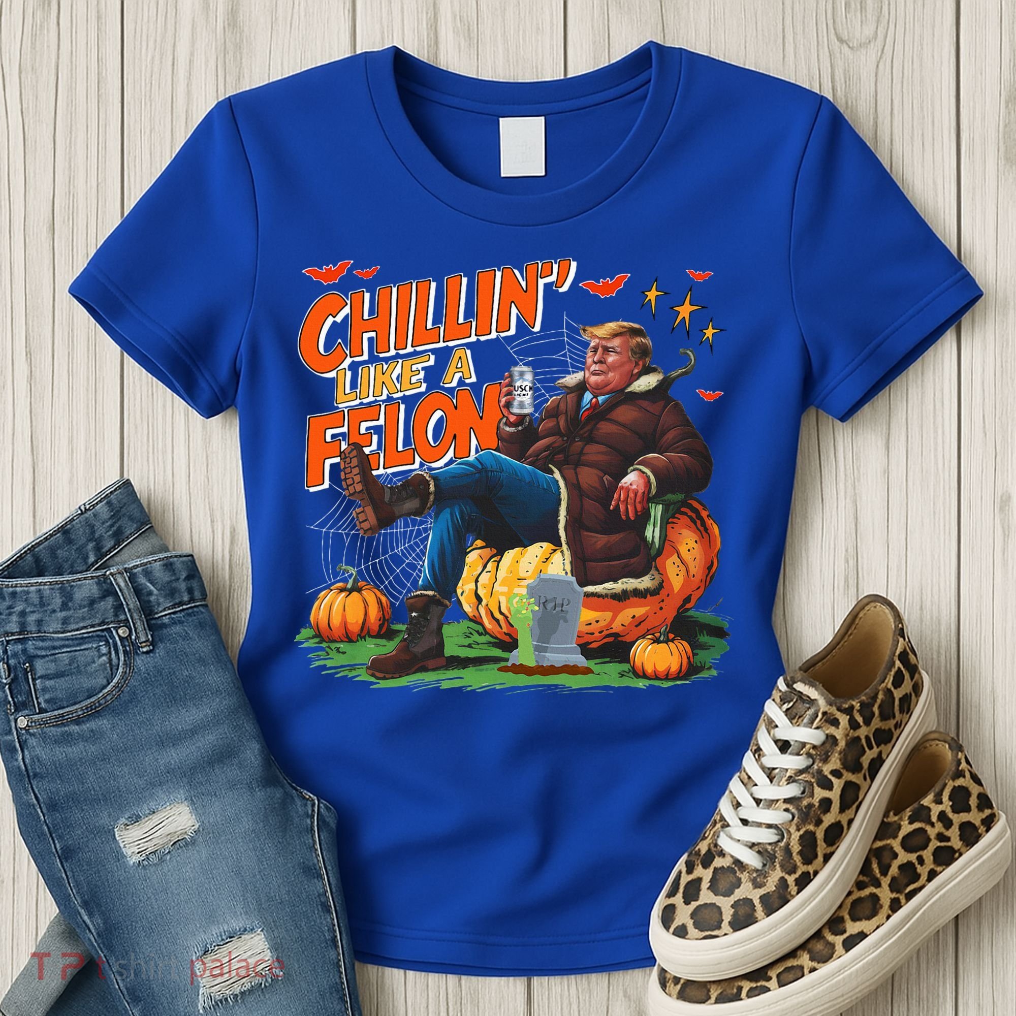 Chillin Like A Felon Donald Trump Buschlight Beer Halloween Women's T-Shirt