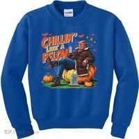 Chillin Like A Felon Donald Trump Buschlight Beer Halloween Kids Sweatshirt thumb 0
