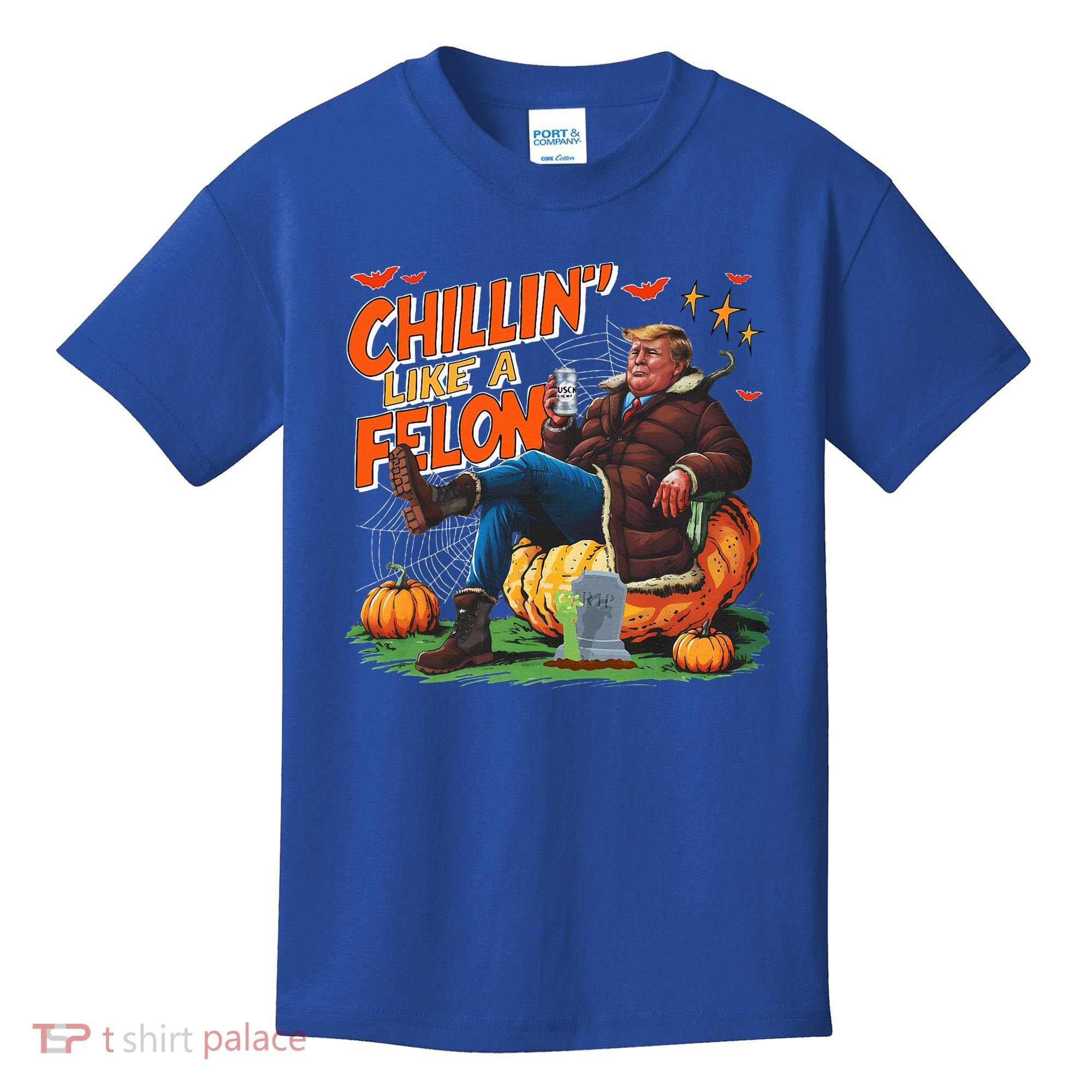 Chillin Like A Felon Donald Trump Buschlight Beer Halloween Kids T-Shirt