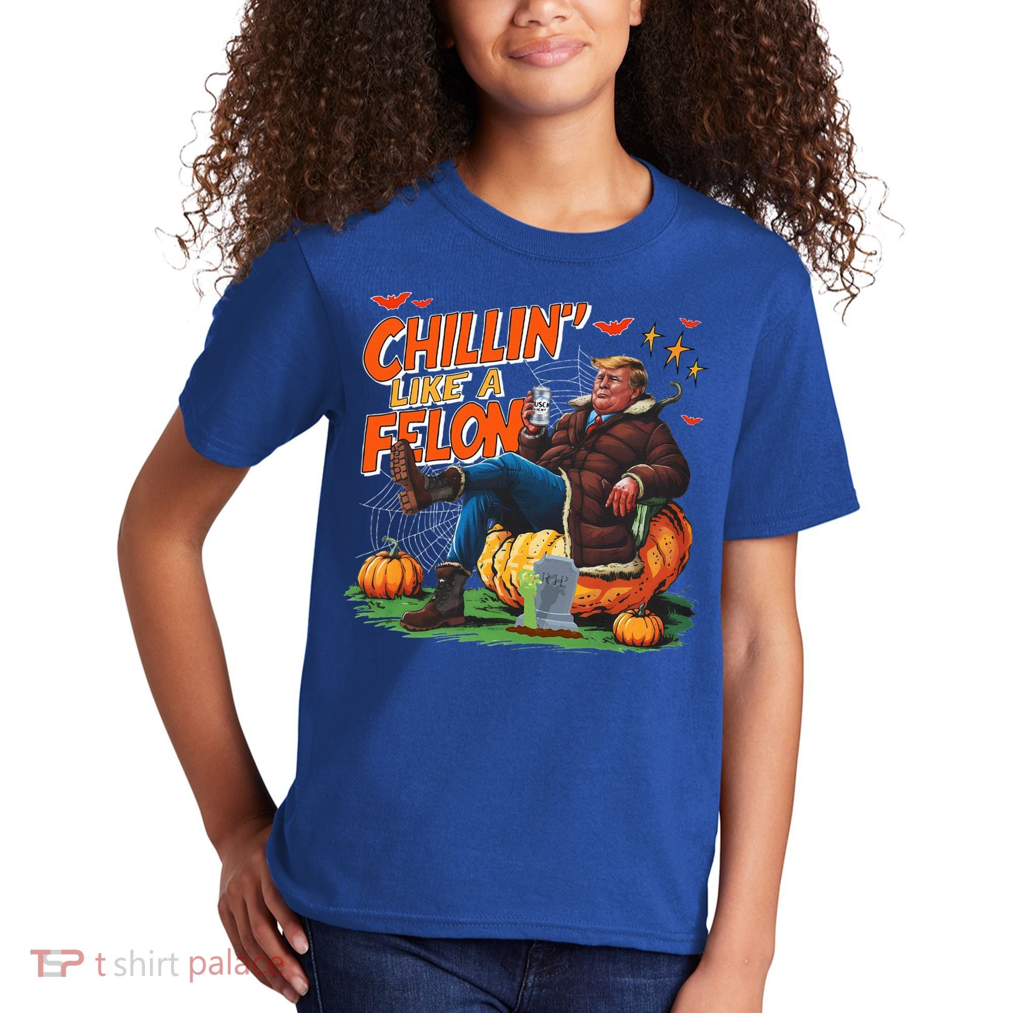 Chillin Like A Felon Donald Trump Buschlight Beer Halloween Kids T-Shirt