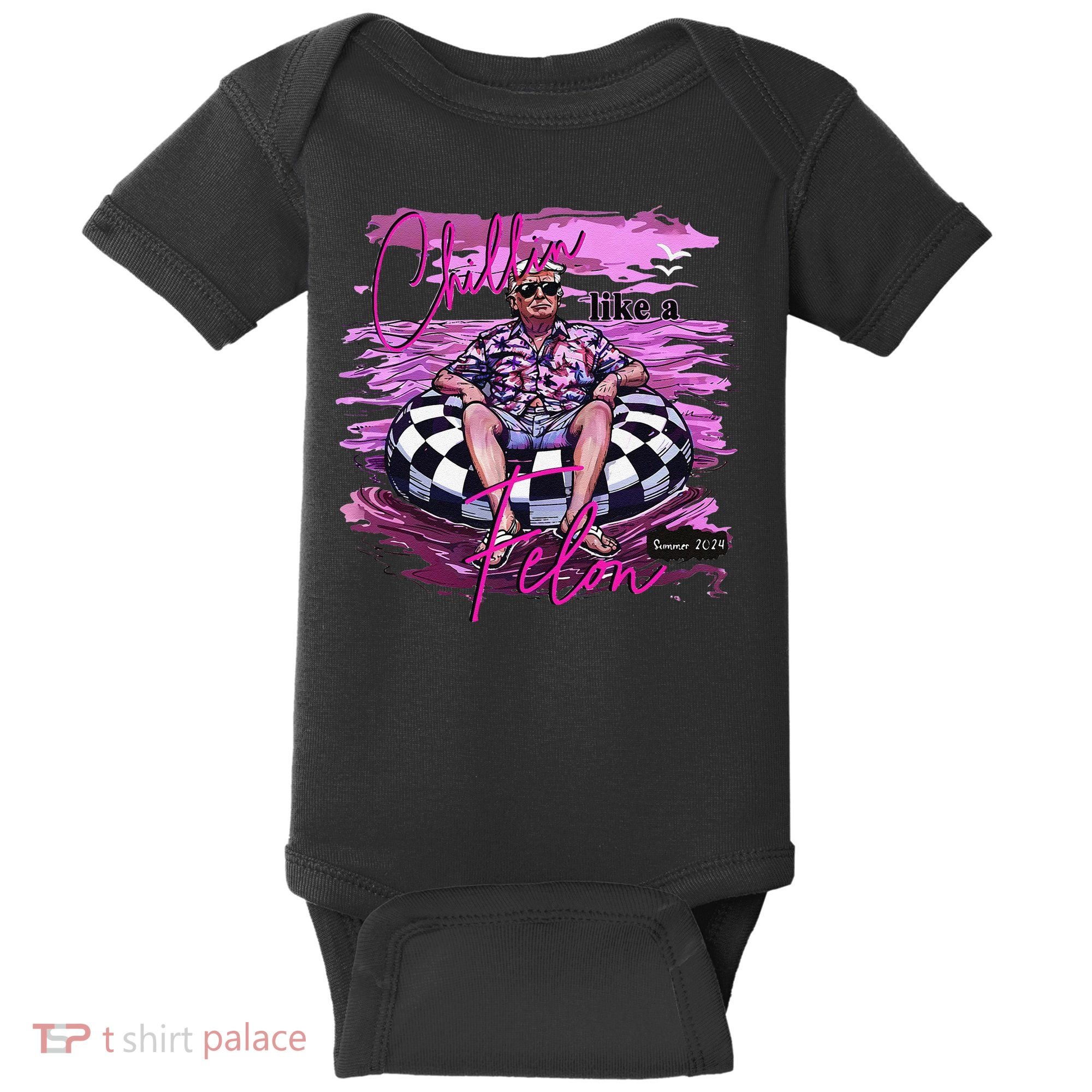 Chillin Like A Felon Retro Summer Pink Funny Trump 2024 Gift Baby Bodysuit