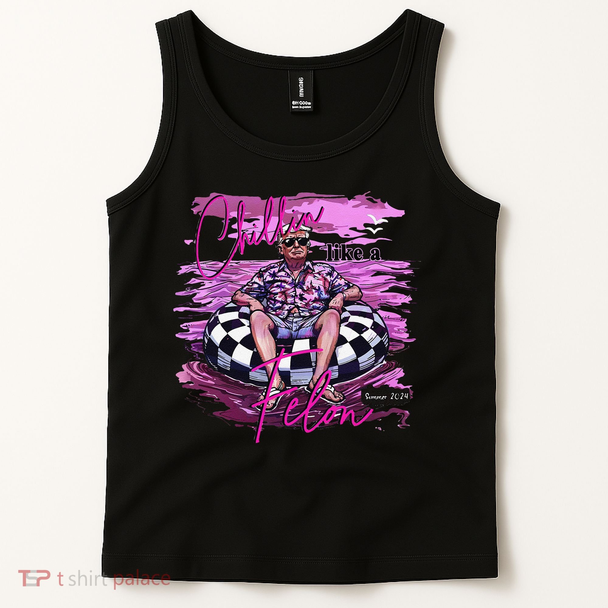 Chillin Like A Felon Retro Summer Pink Funny Trump 2024 Gift Tank Top