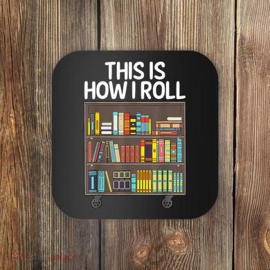 Cute Library Art Book Reader School Librarian Coaster