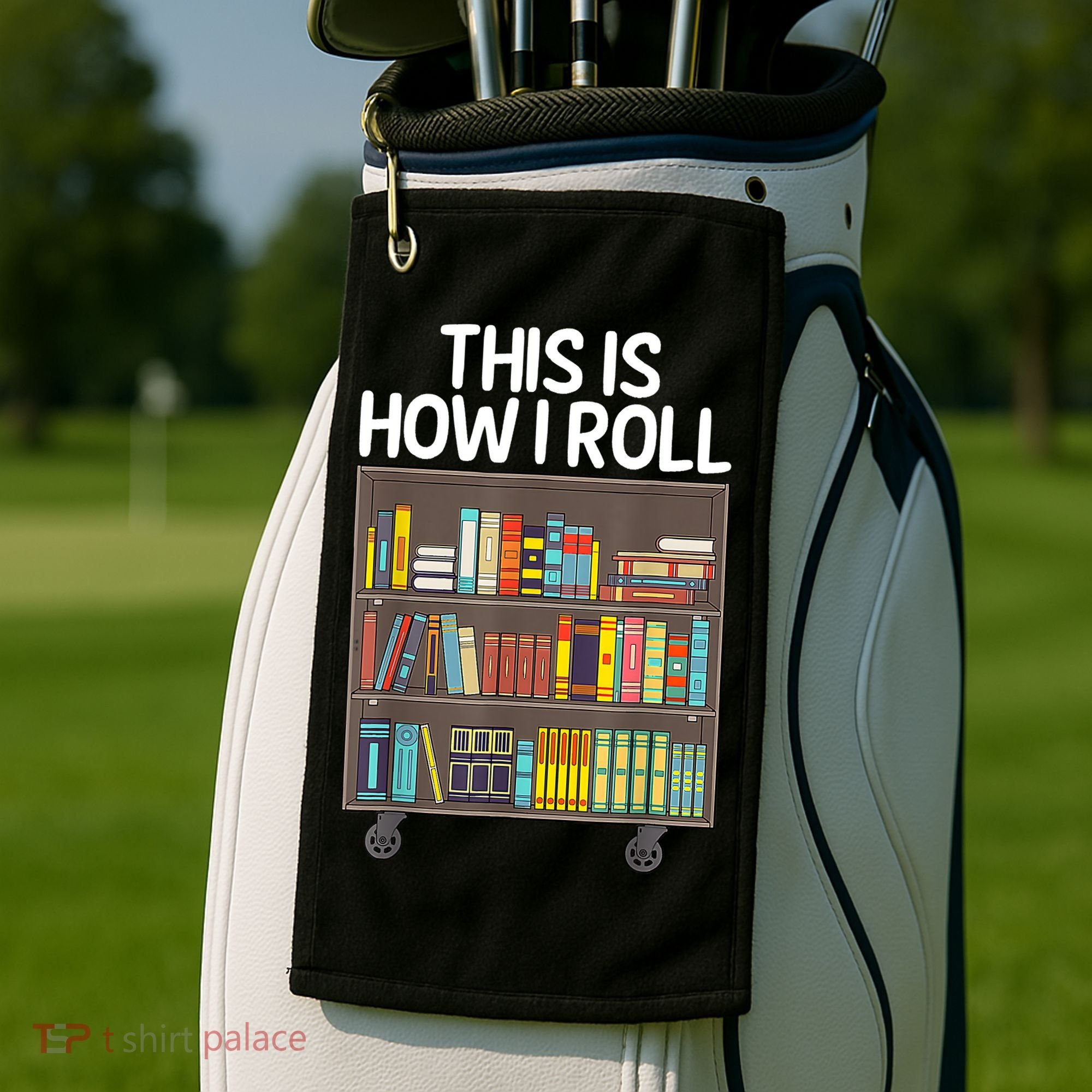 Cute Library Art Book Reader School Librarian Golf Towel