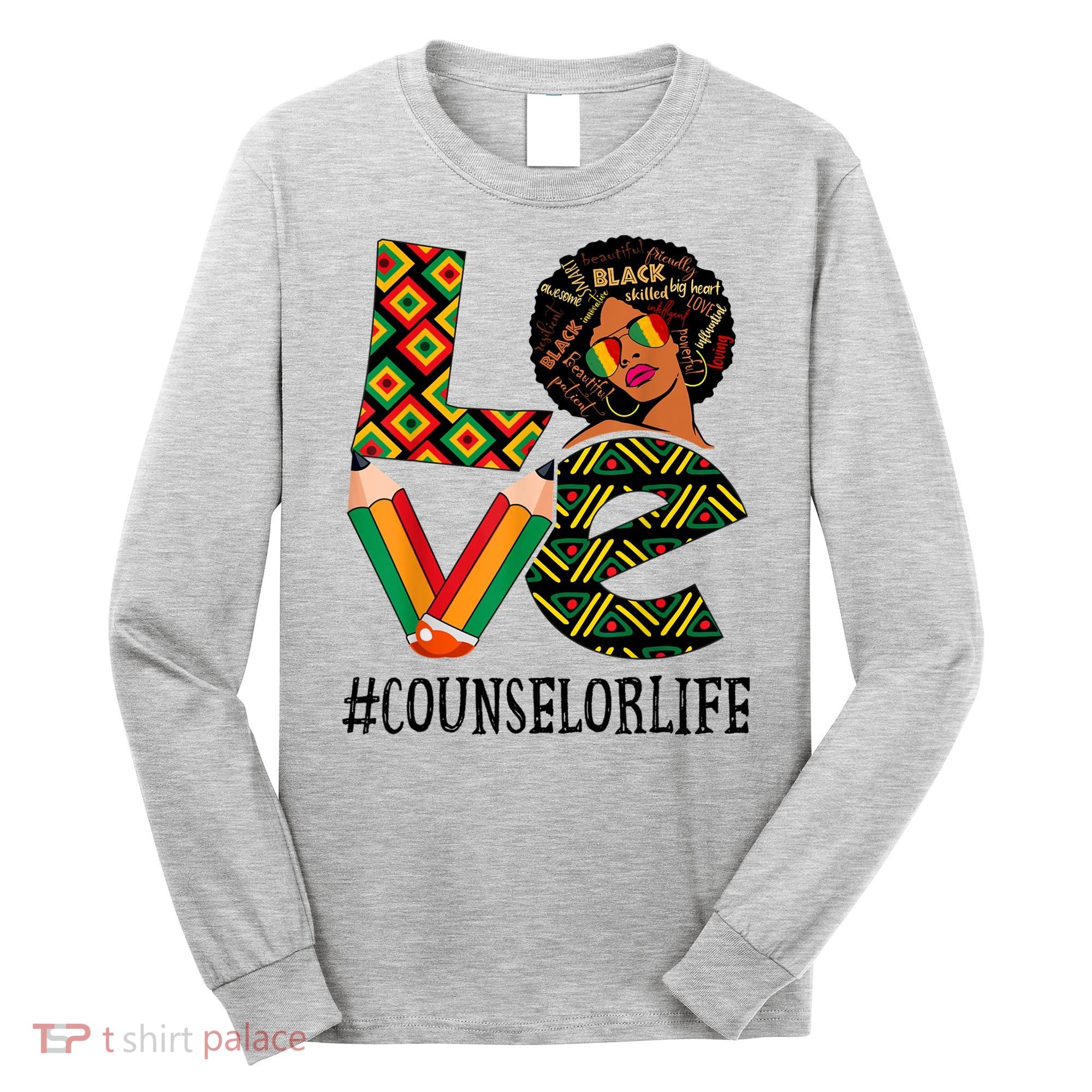 Counselor Love Afro African American Black History Month Long Sleeve Shirt