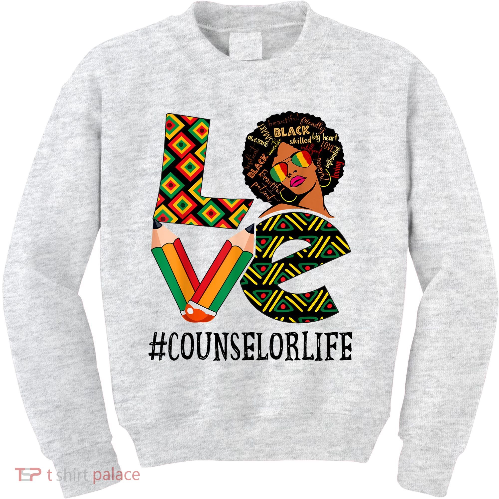 Counselor Love Afro African American Black History Month Kids Sweatshirt