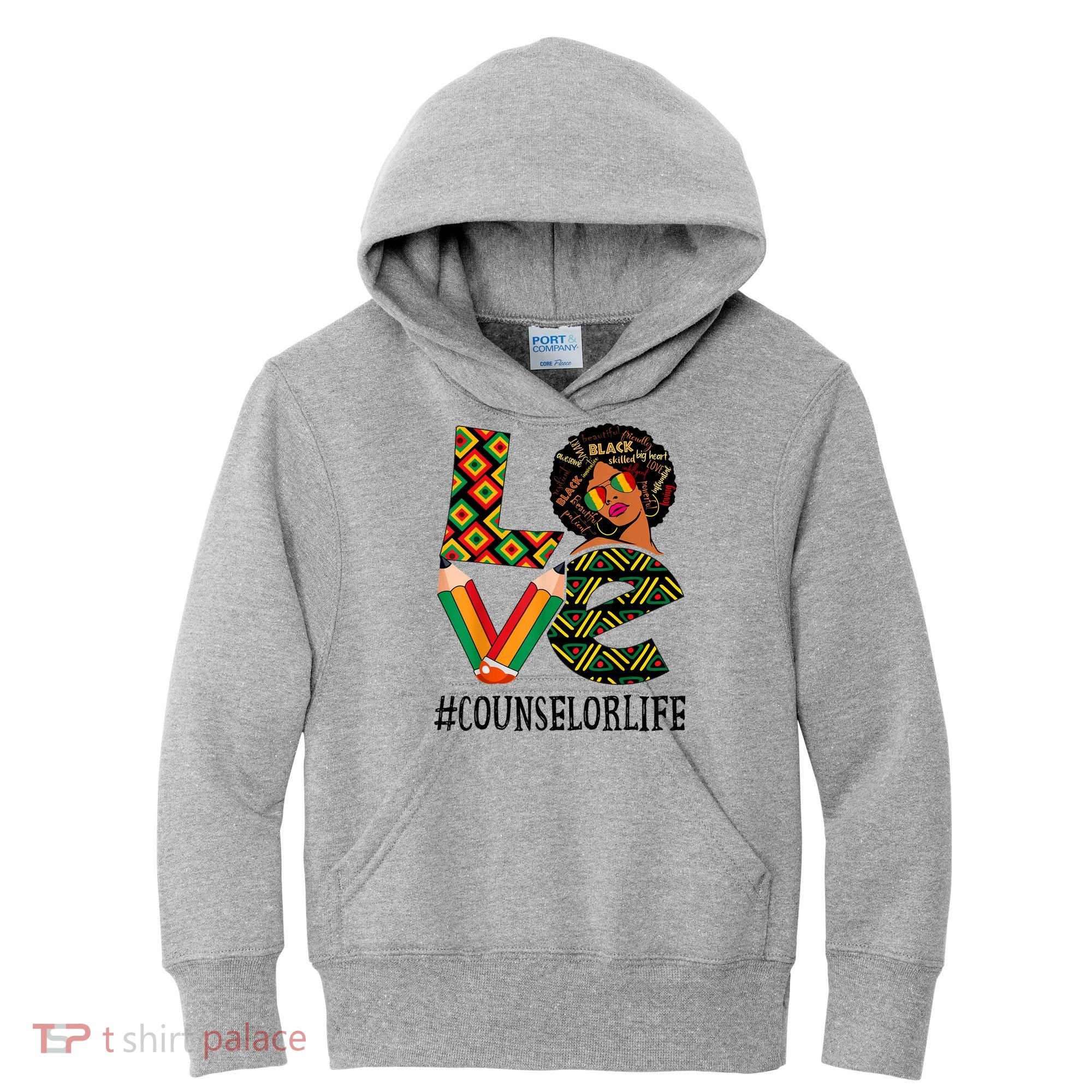 Counselor Love Afro African American Black History Month Kids Hoodie