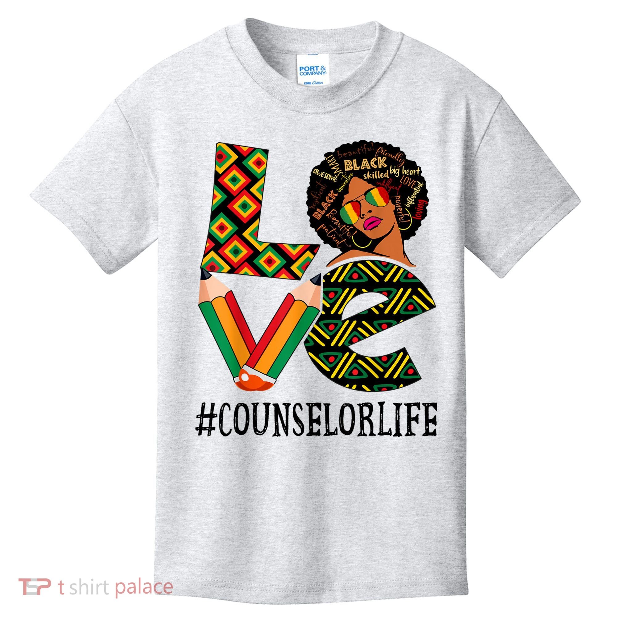 Counselor Love Afro African American Black History Month Kids T-Shirt