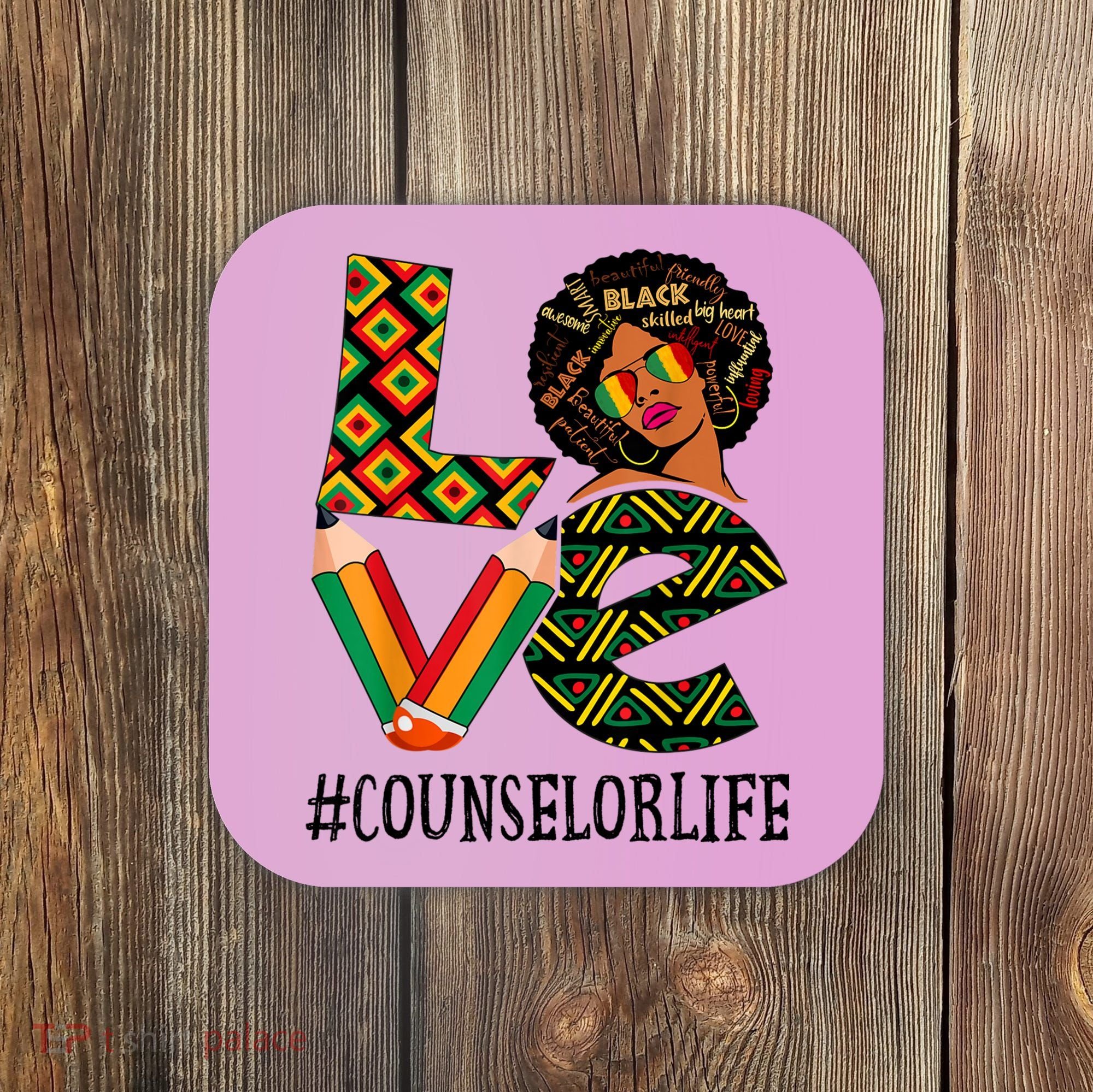 Counselor Love Afro African American Black History Month Coaster