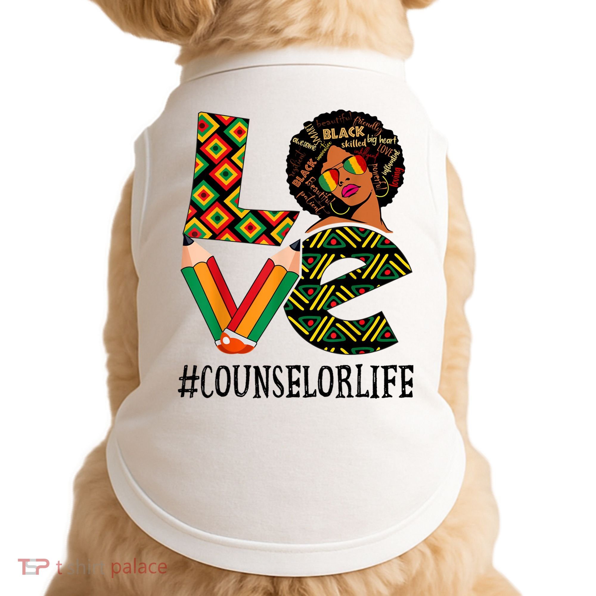 Counselor Love Afro African American Black History Month Doggie Tank