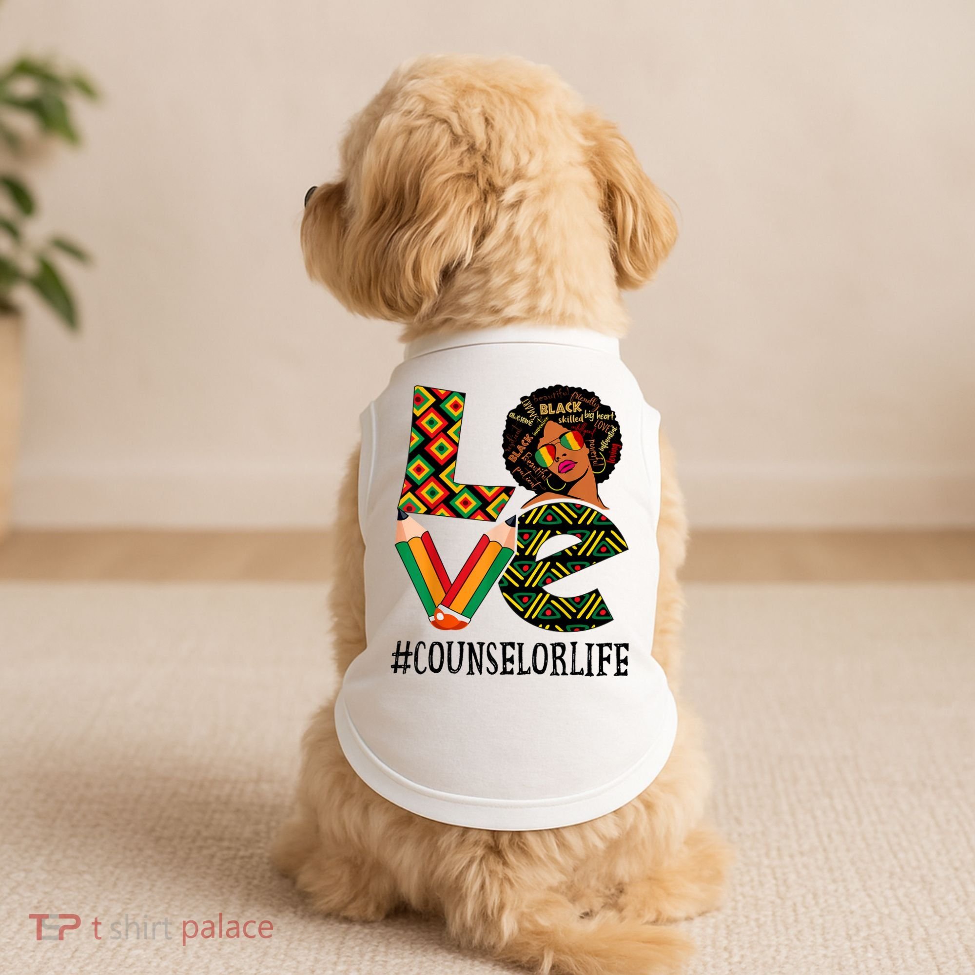 Counselor Love Afro African American Black History Month Doggie Tank