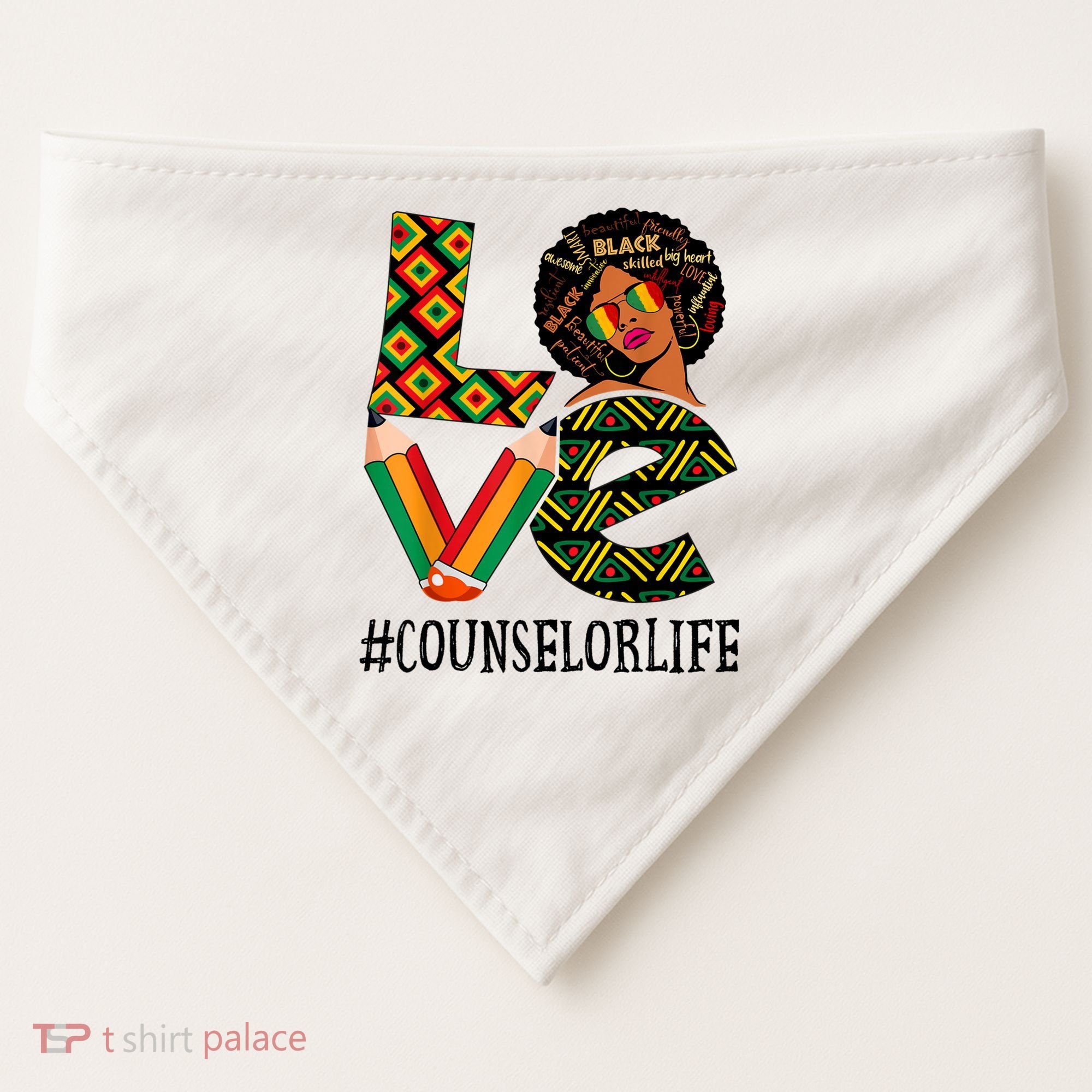 Counselor Love Afro African American Black History Month USA-Made Doggie Bandana