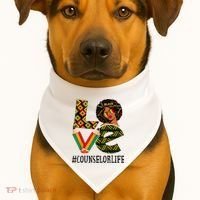 Counselor Love Afro African American Black History Month USA-Made Doggie Bandana thumb 1