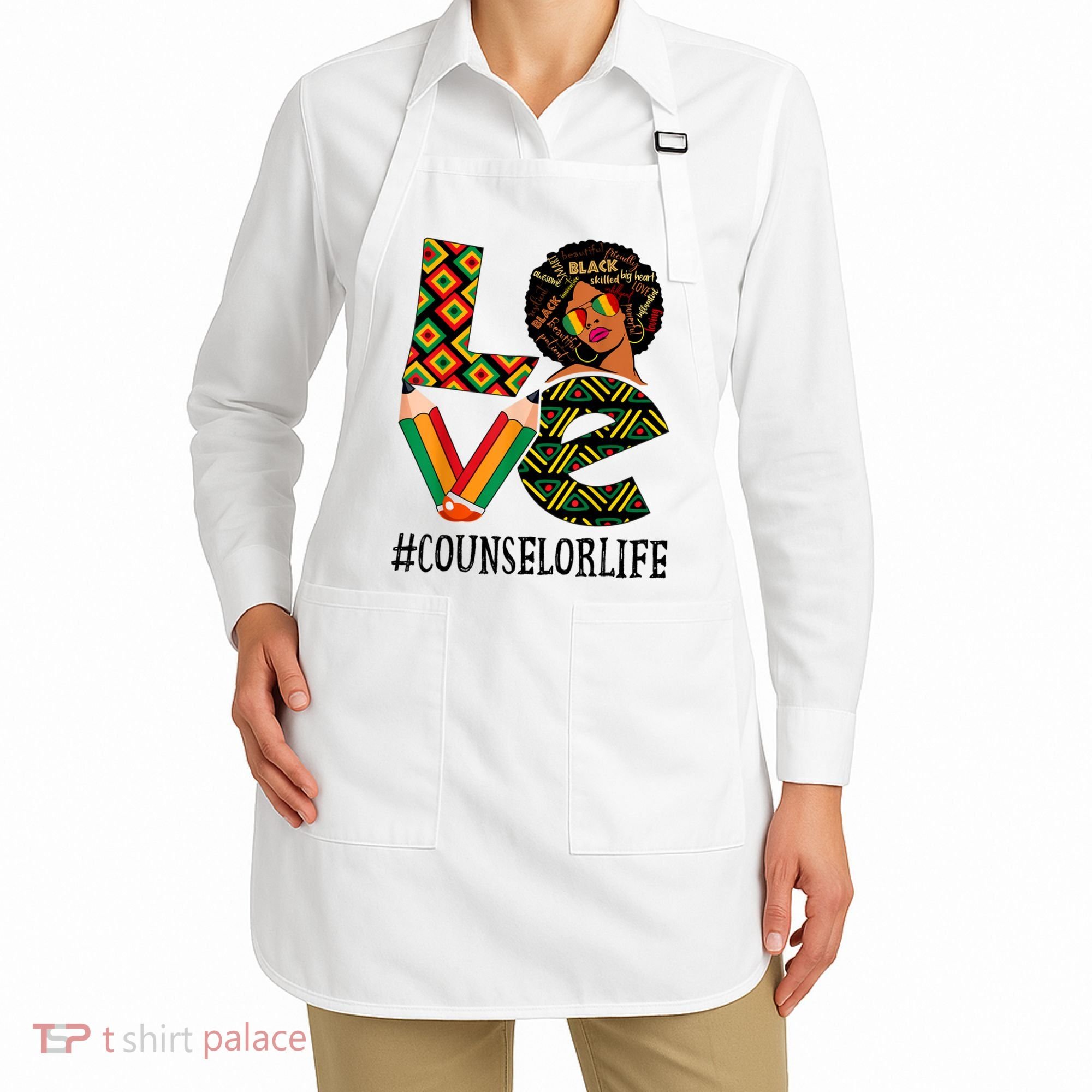 Counselor Love Afro African American Black History Month Apron