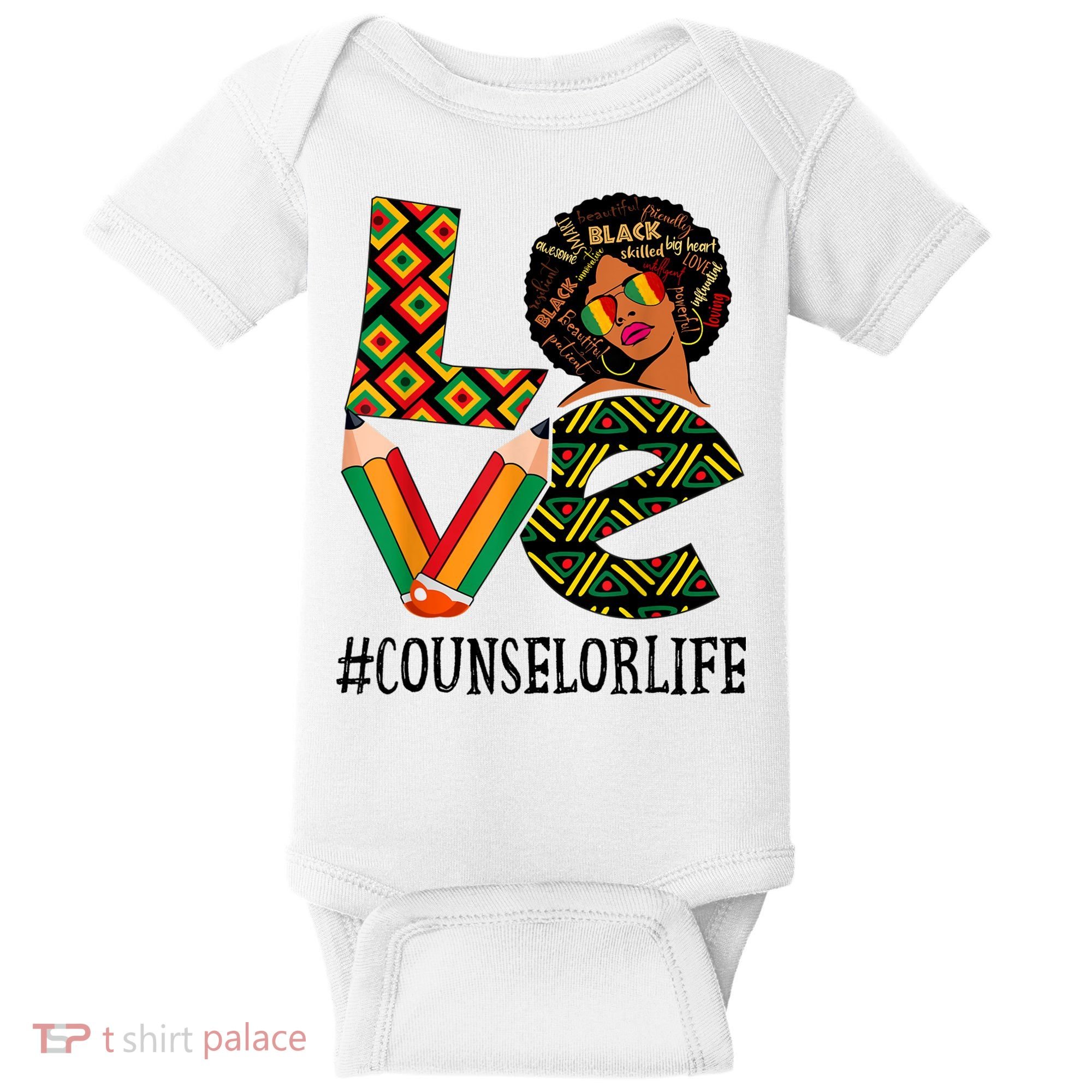 Counselor Love Afro African American Black History Month Baby Bodysuit