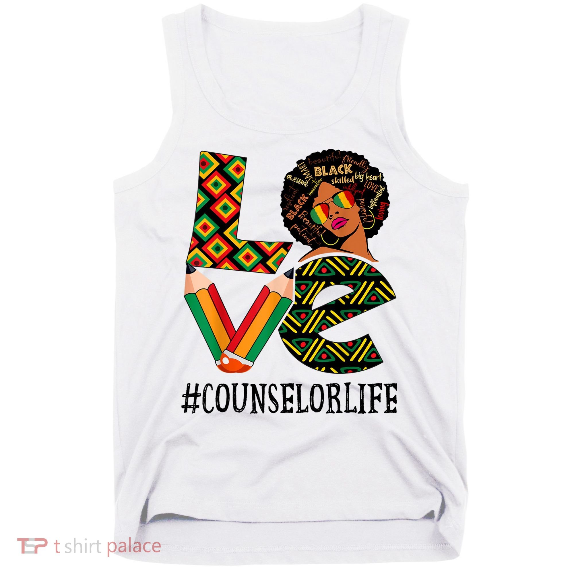 Counselor Love Afro African American Black History Month Tank Top