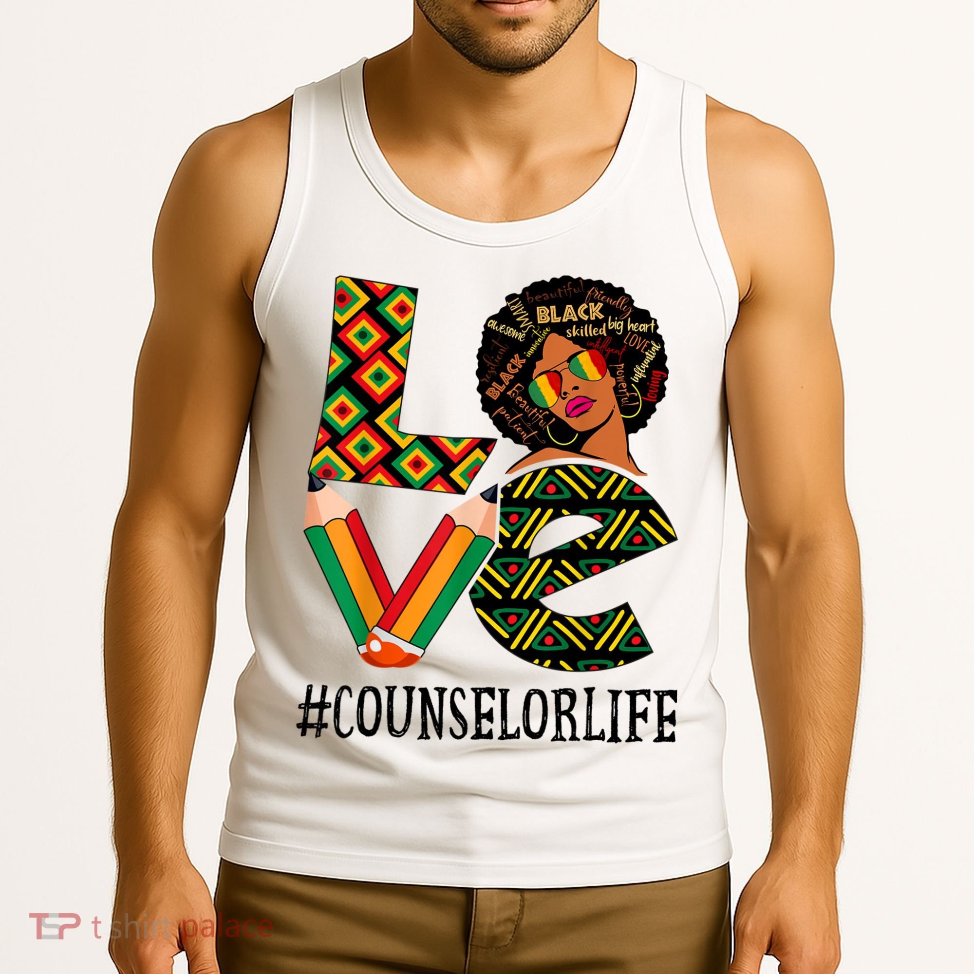 Counselor Love Afro African American Black History Month Tank Top