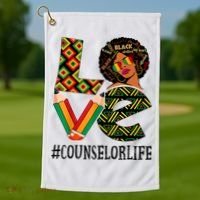 Counselor Love Afro African American Black History Month Golf Towel thumb 1
