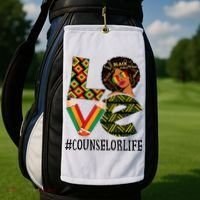 Counselor Love Afro African American Black History Month Golf Towel thumb 2