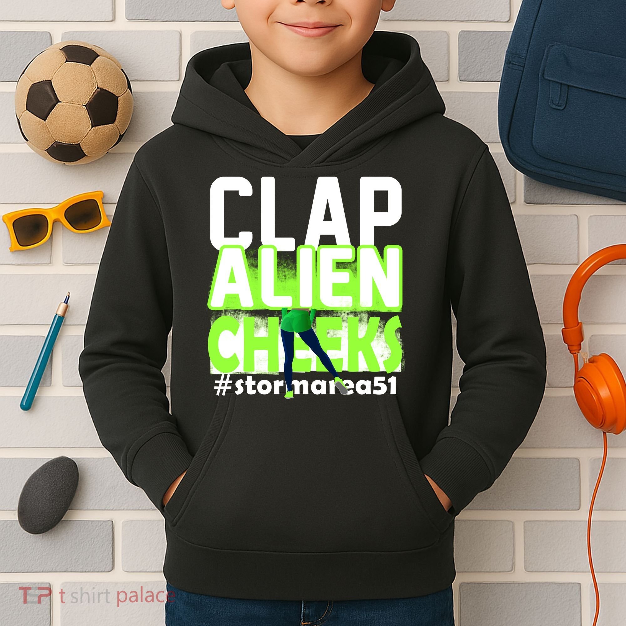 Clap Alien Cheeks Storm Area 51 Kids Hoodie
