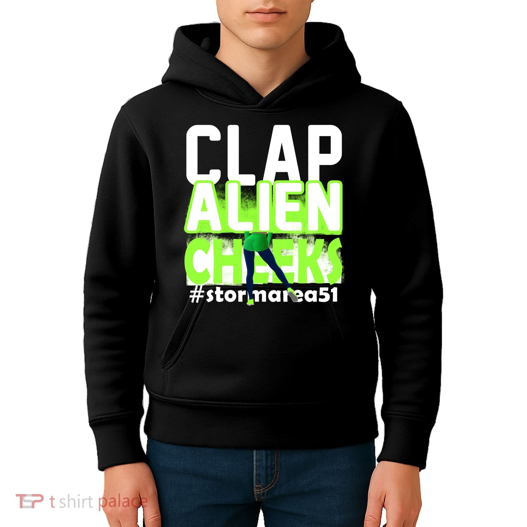 Clap Alien Cheeks Storm Area 51 Kids Hoodie