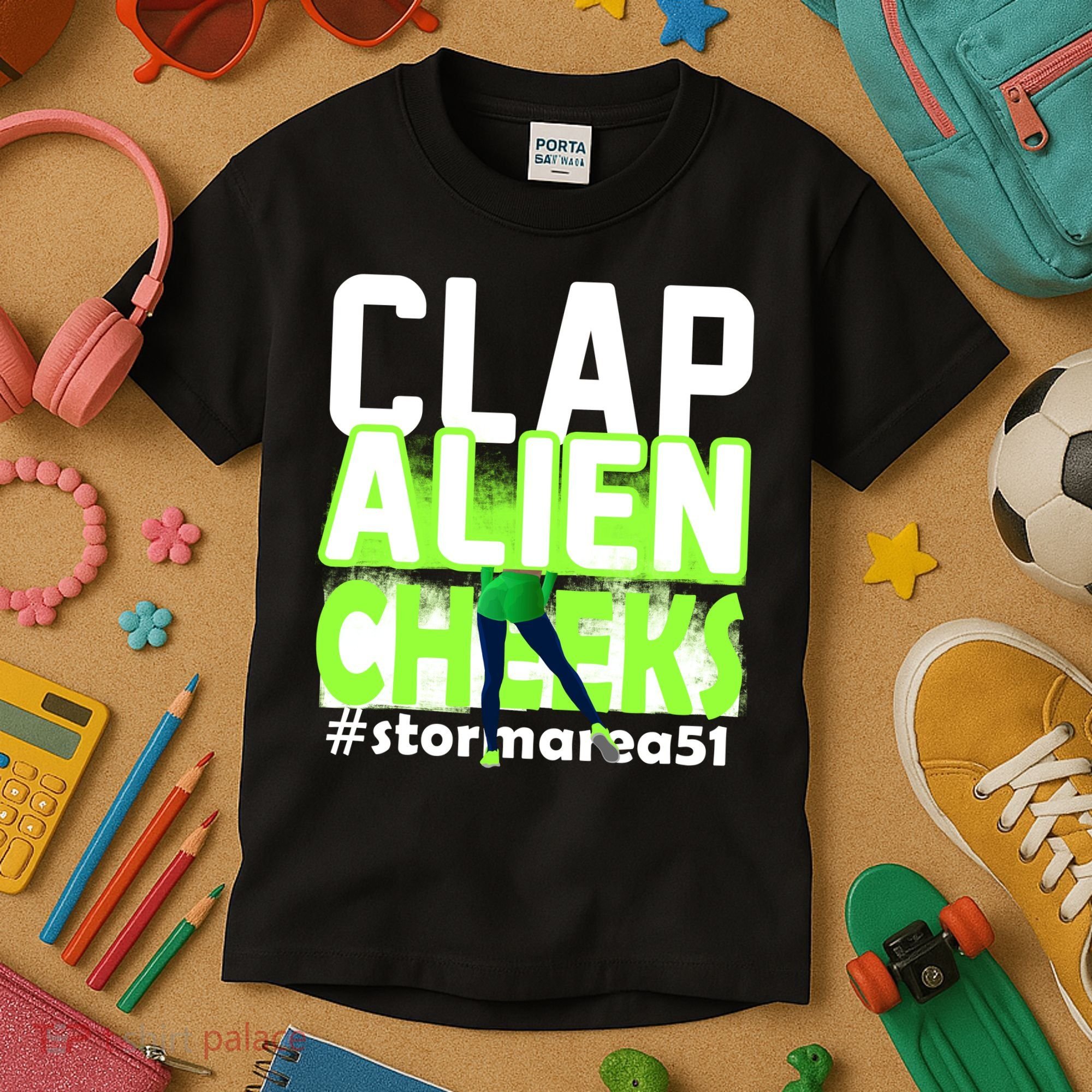 Clap Alien Cheeks Storm Area 51 Kids T-Shirt