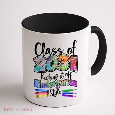 Class Of 2031 Kicking It Off Kindergarten Style Coffee Mug back