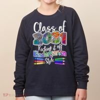 Class Of 2031 Kicking It Off Kindergarten Style Women's Sweatshirt thumb 0