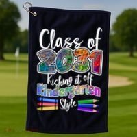 Class Of 2031 Kicking It Off Kindergarten Style Golf Towel thumb 1