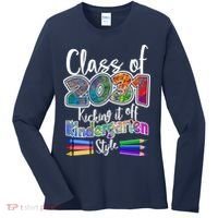 Class Of 2031 Kicking It Off Kindergarten Style Women's Long Sleeve Shirt thumb 0