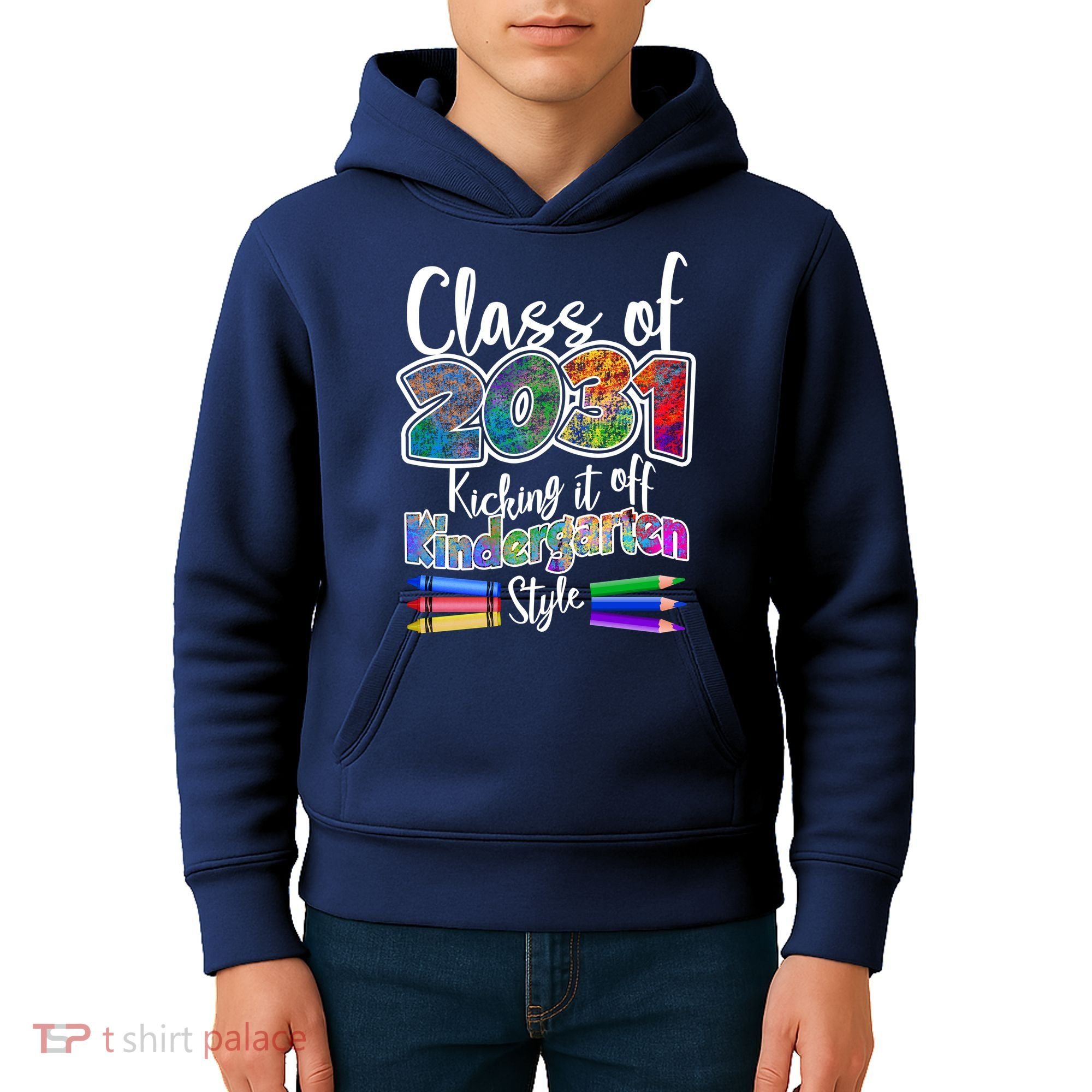 Class Of 2031 Kicking It Off Kindergarten Style Kids Hoodie