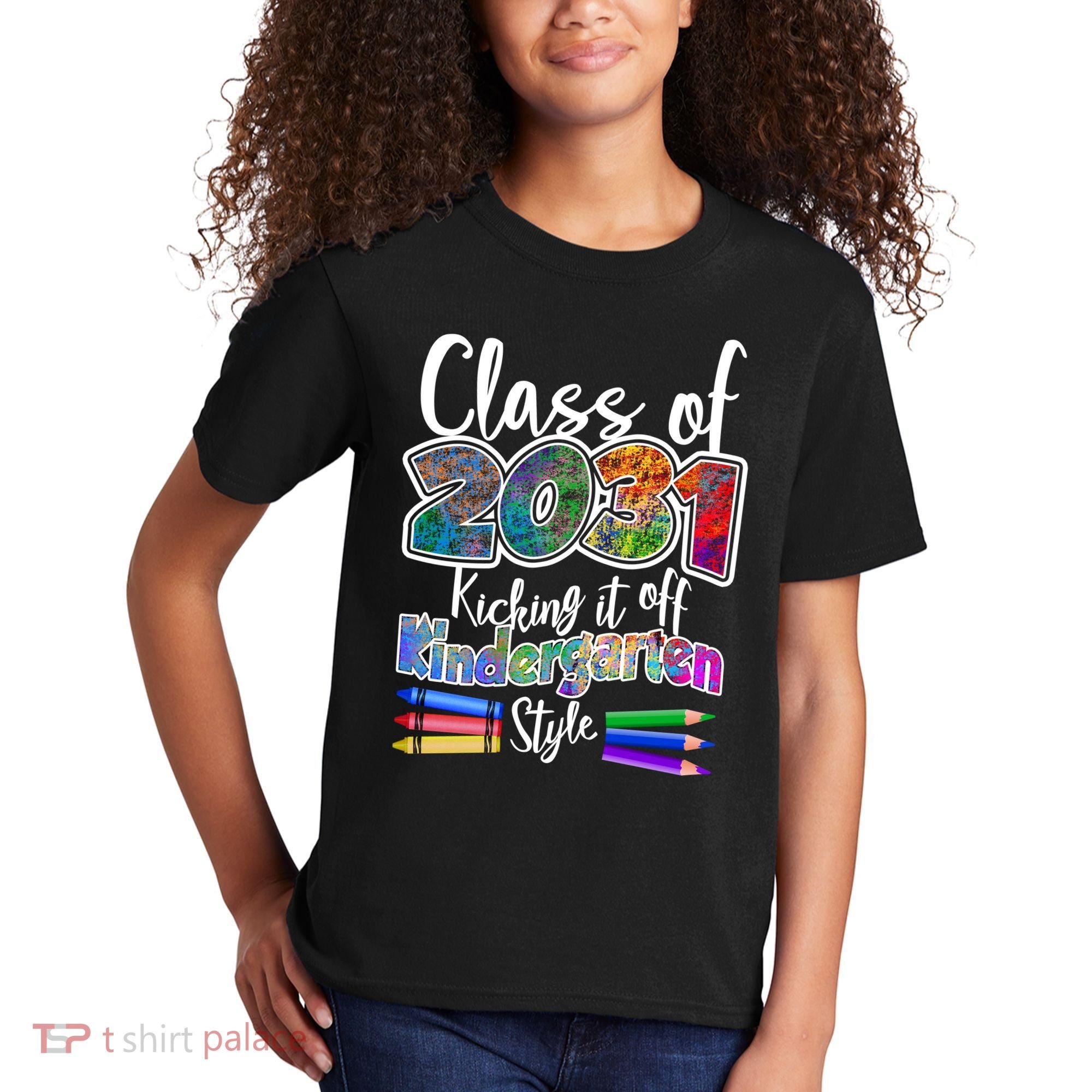 Class Of 2031 Kicking It Off Kindergarten Style Kids T-Shirt