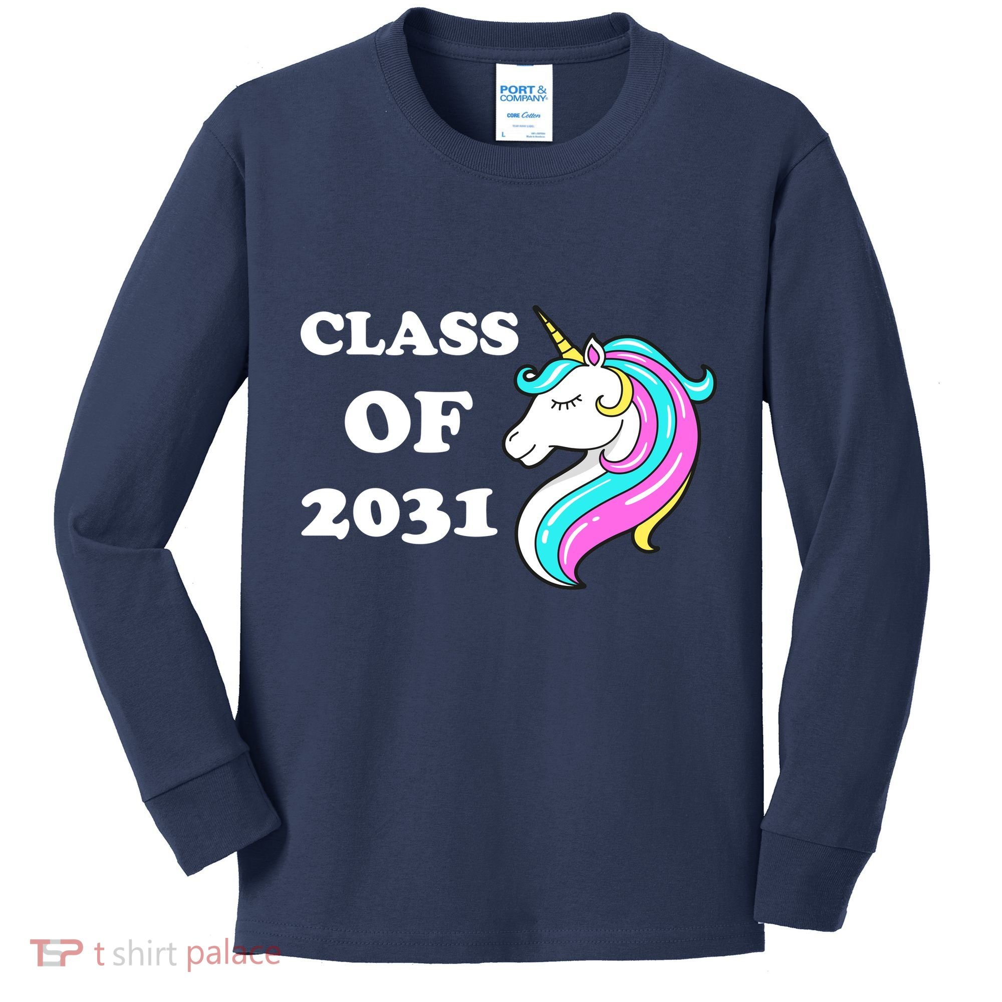 Class Of 2031 Unicorn Kids Long Sleeve Shirt
